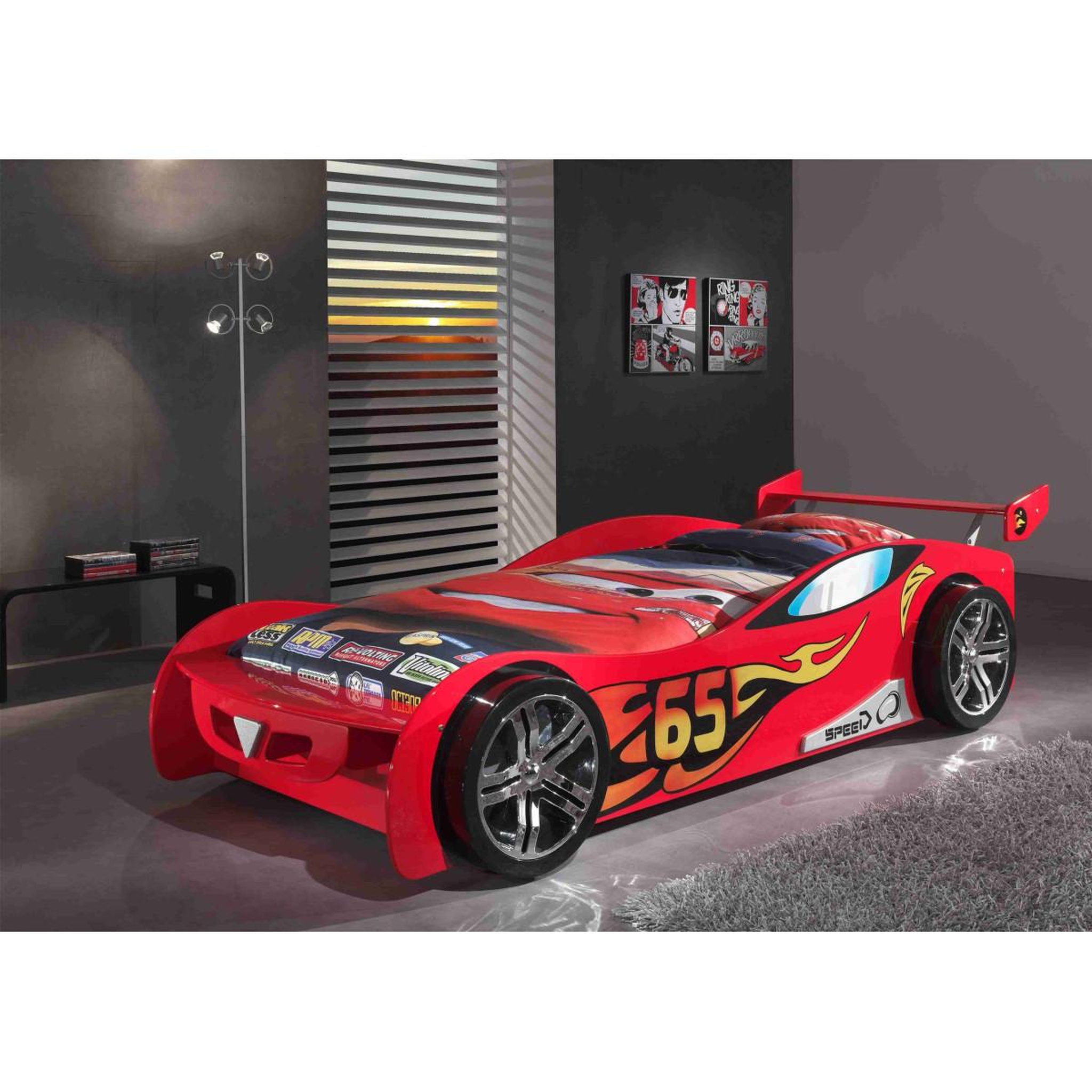 Voir la diapositive 2 : Paris Prix Pack - lit enfant & matelas  lemans  90x200cm rouge