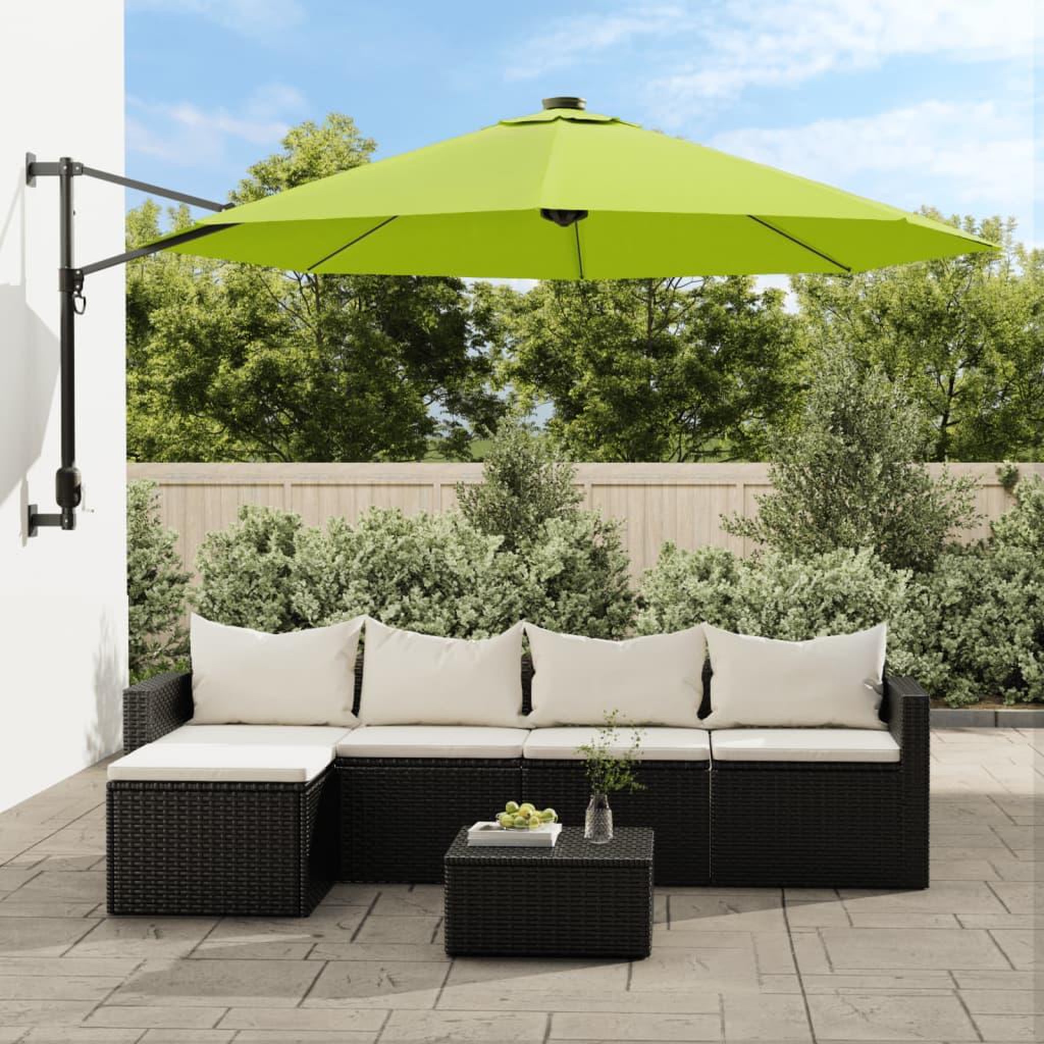 Voir la diapositive 1 : VIDAXL Parasol mural avec LES pomme verte 290 cm