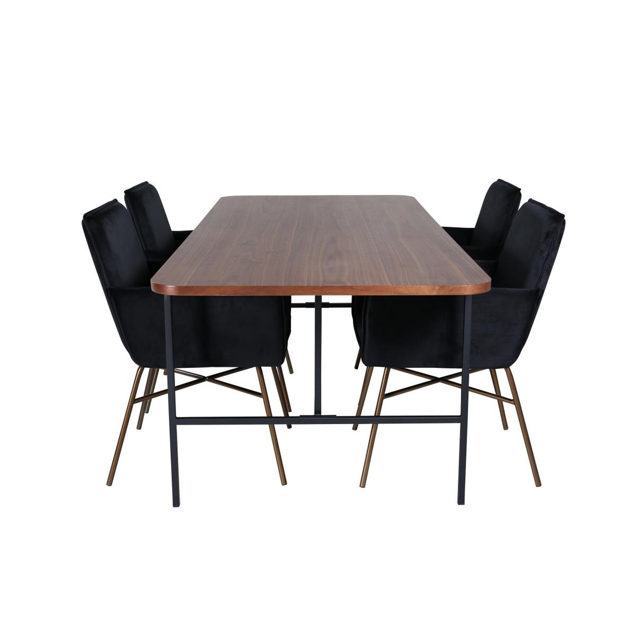 Voir la diapositive 2 : Paris Prix Ensemble table à manger & 4 chaises  uno & petra  200cm noir & marron