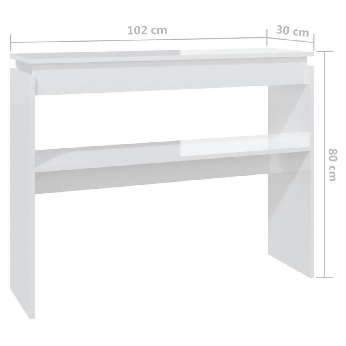 VIDAXL Table console blanc brillant 102x30x80 cm bois d'ingenierie