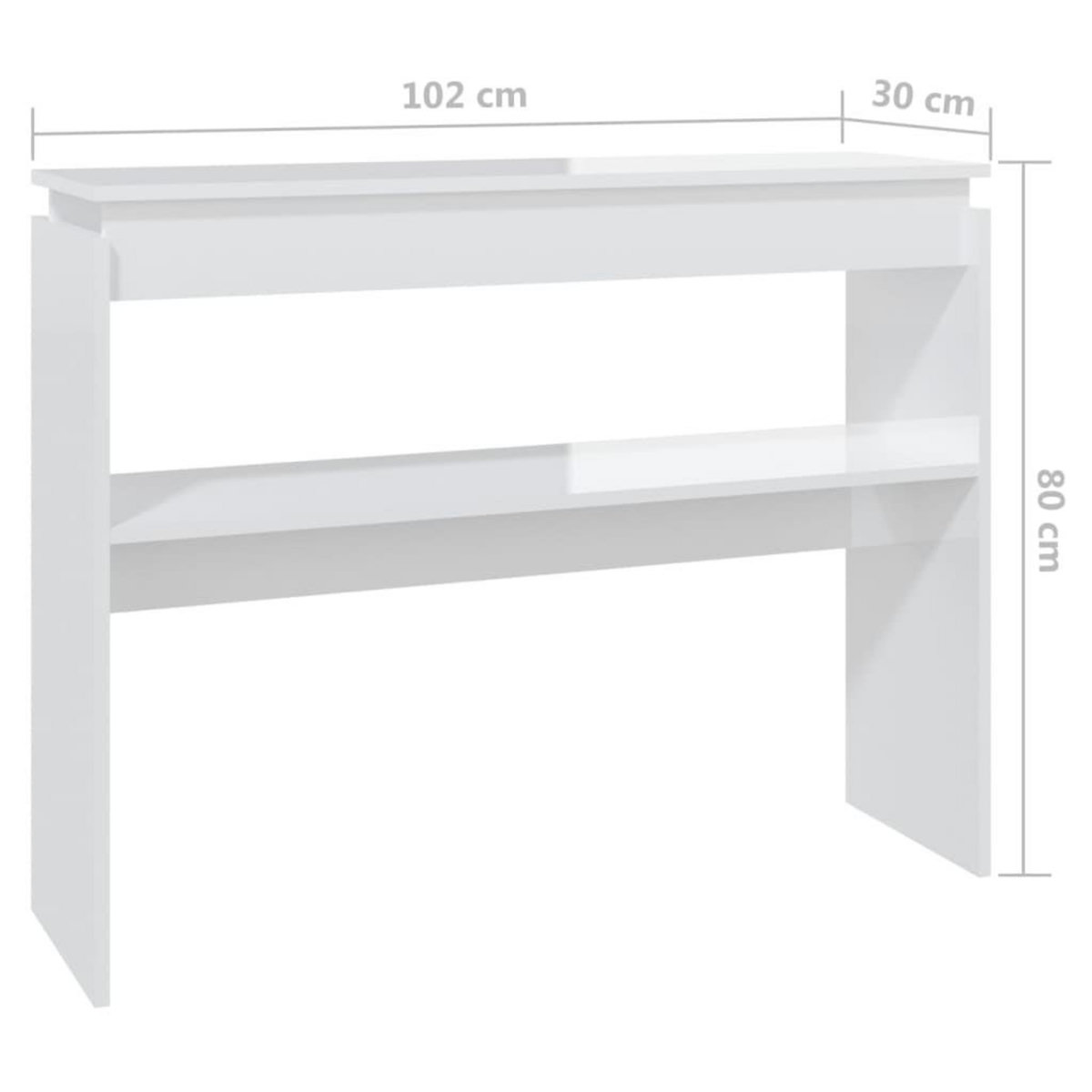 VIDAXL Table console blanc brillant 102x30x80 cm bois d'ingenierie