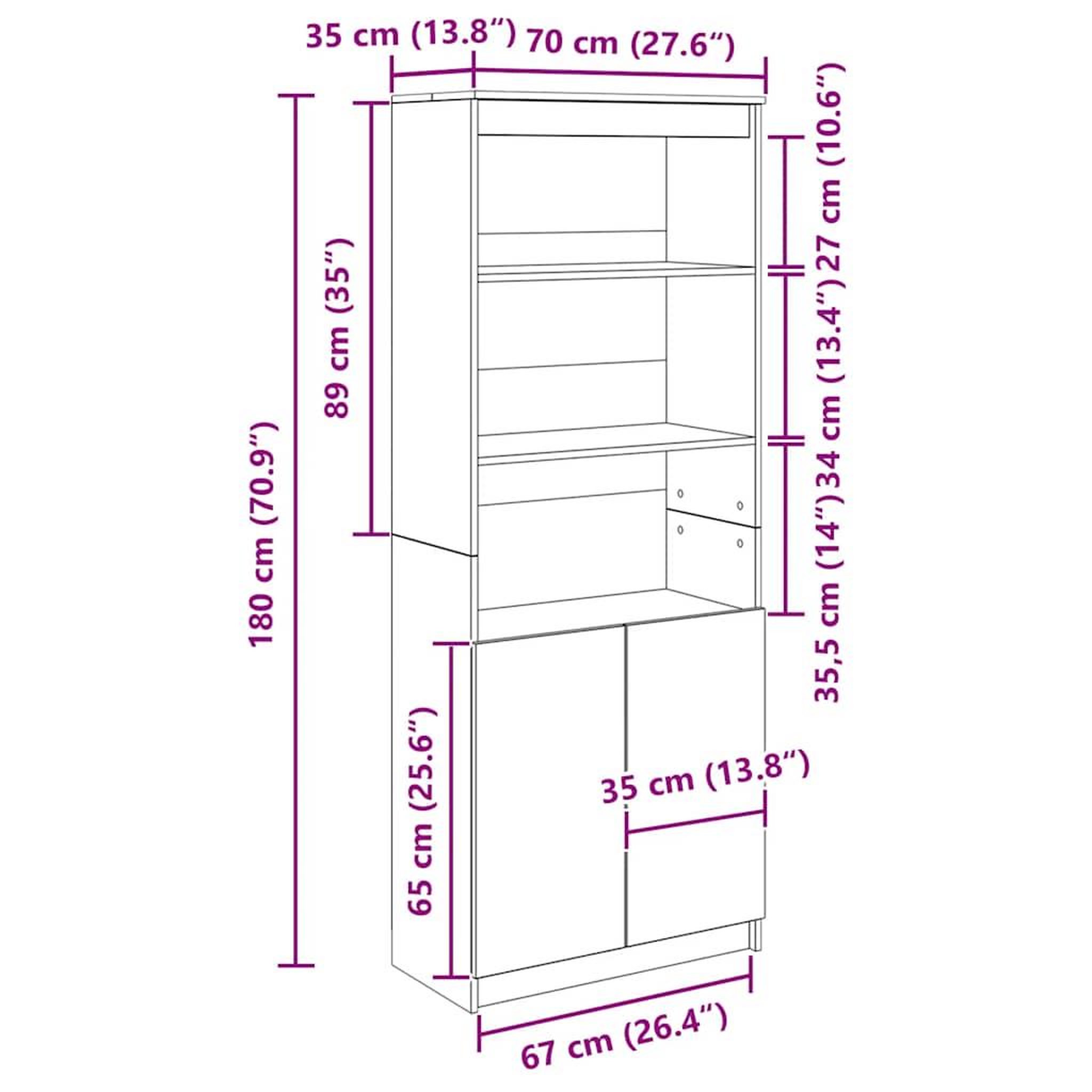Voir la diapositive 6 : VIDAXL Buffet haut chene artisanal 70x35x180 cm bois d'ingenierie