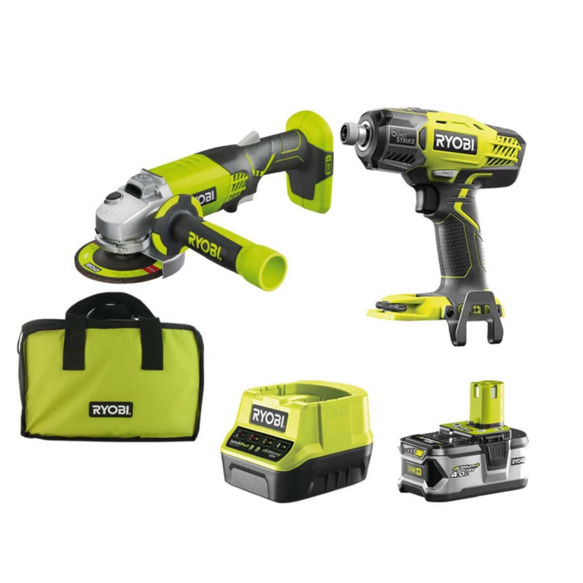 RYOBI - Meuleuse d'Angle 18V ONE+ Ø 115 mm, 7500 tr/min - Poignée  Auxiliaire - Livrée avec