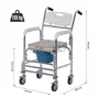 HOMCOM HOMCOM Chaise percée à roulettes - fauteuil roulant percé - chaise de douche - seau amovible, accoudoirs, repose-pied - acier chromé HDPE blanc