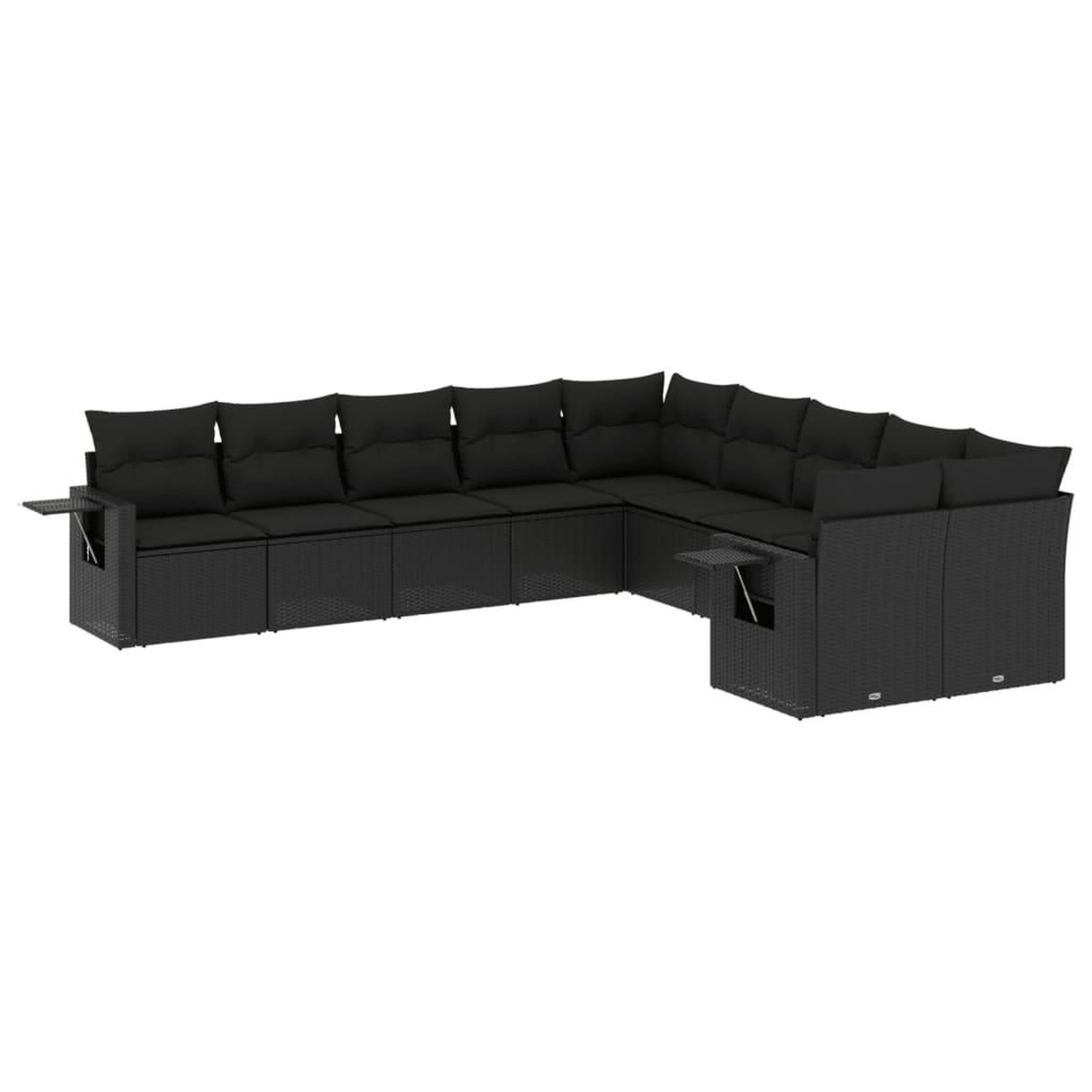 Voir la diapositive 2 : VIDAXL Salon de jardin 10 pcs avec coussins noir resine tressee