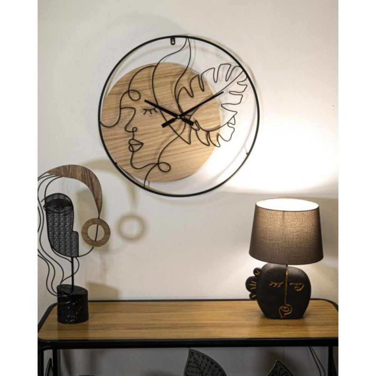 Paris Prix Horloge Murale en Métal  Elegants  60cm Naturel & Noir
