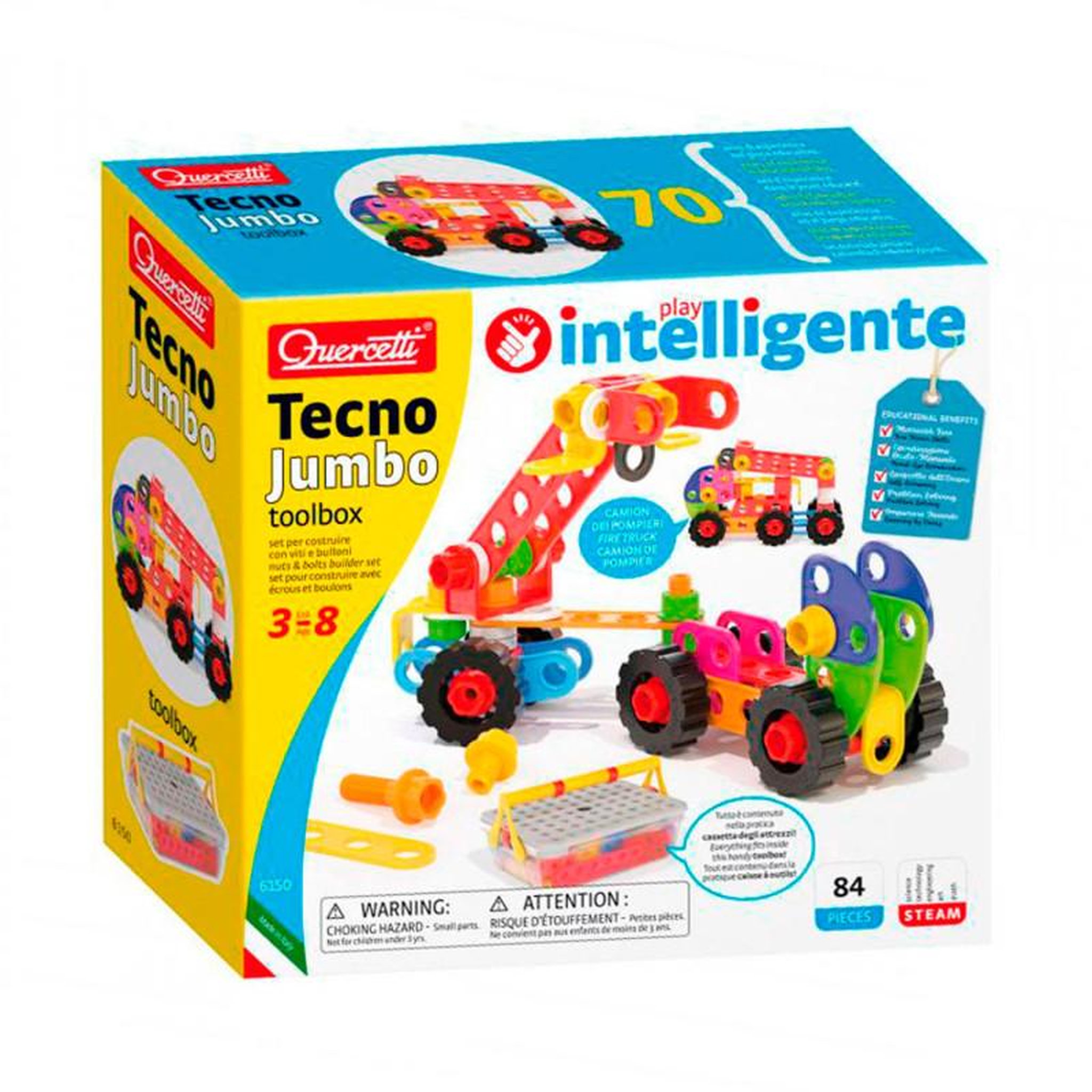 Quercetti Quercetti Tecno Jumbo with Storage box, 84 pcs.