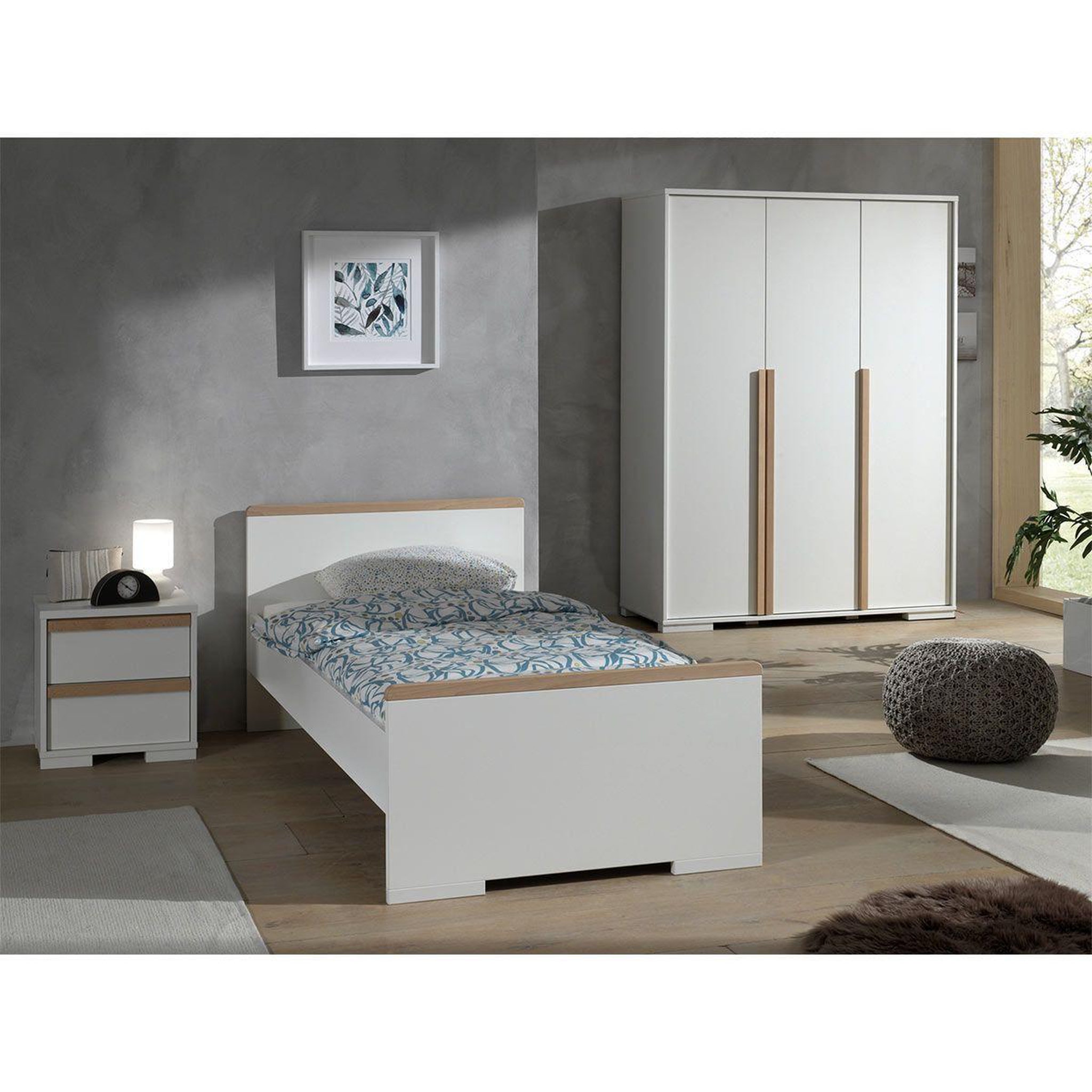 Voir la diapositive 1 : Paris Prix Pack - lit enfant, chevet & armoire 3 portes  london  blanc