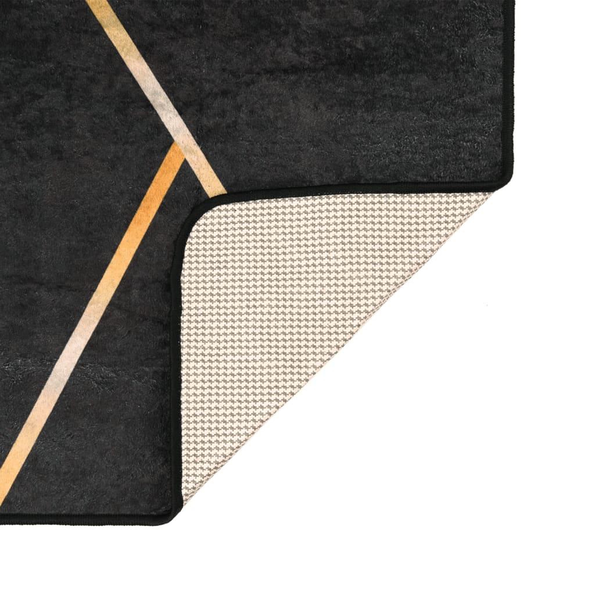 Voir la diapositive 4 : VIDAXL Tapis lavable noir et dore 80x150 cm antiderapant