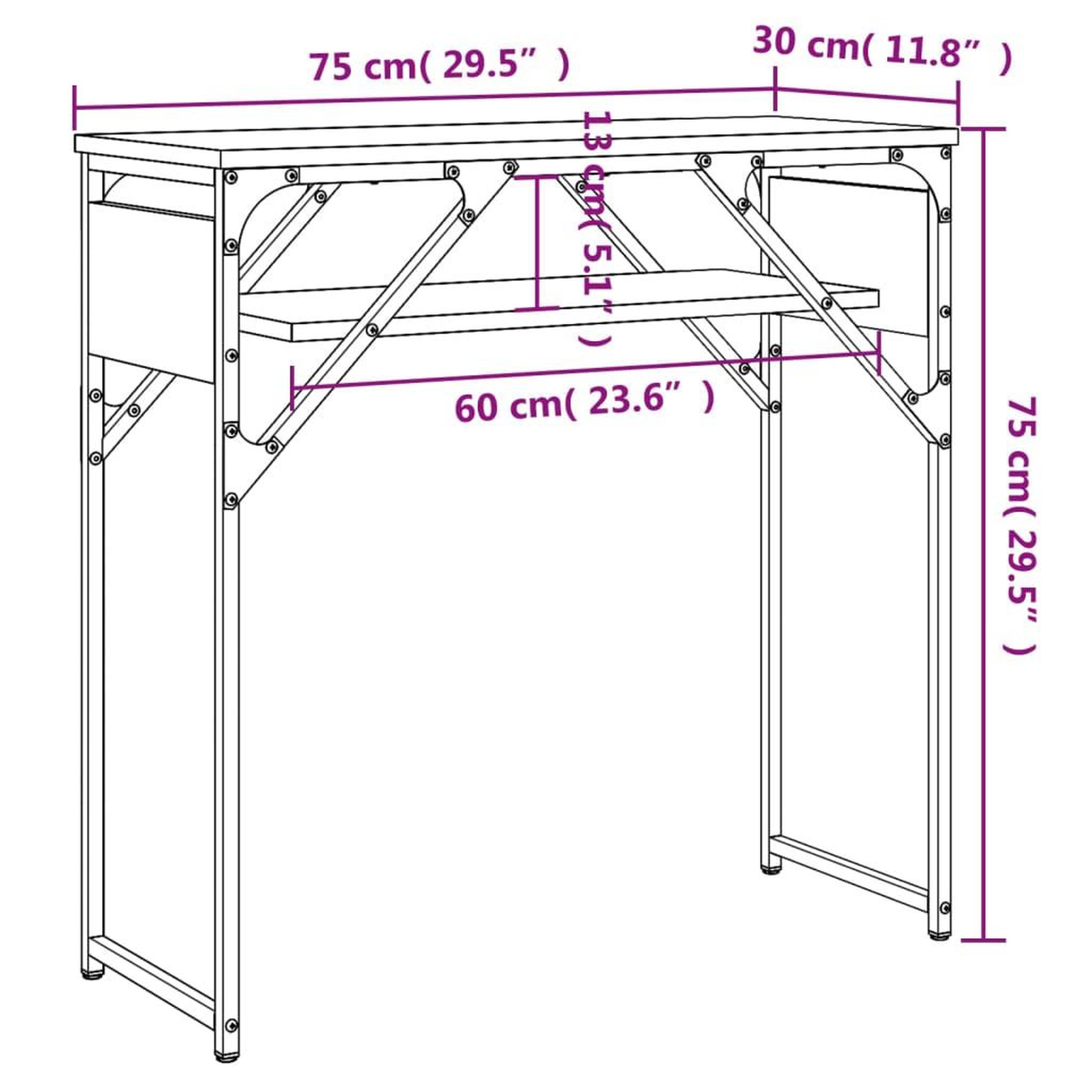 Voir la diapositive 6 : VIDAXL Table console avec etagere sonoma gris 75x30x75 cm