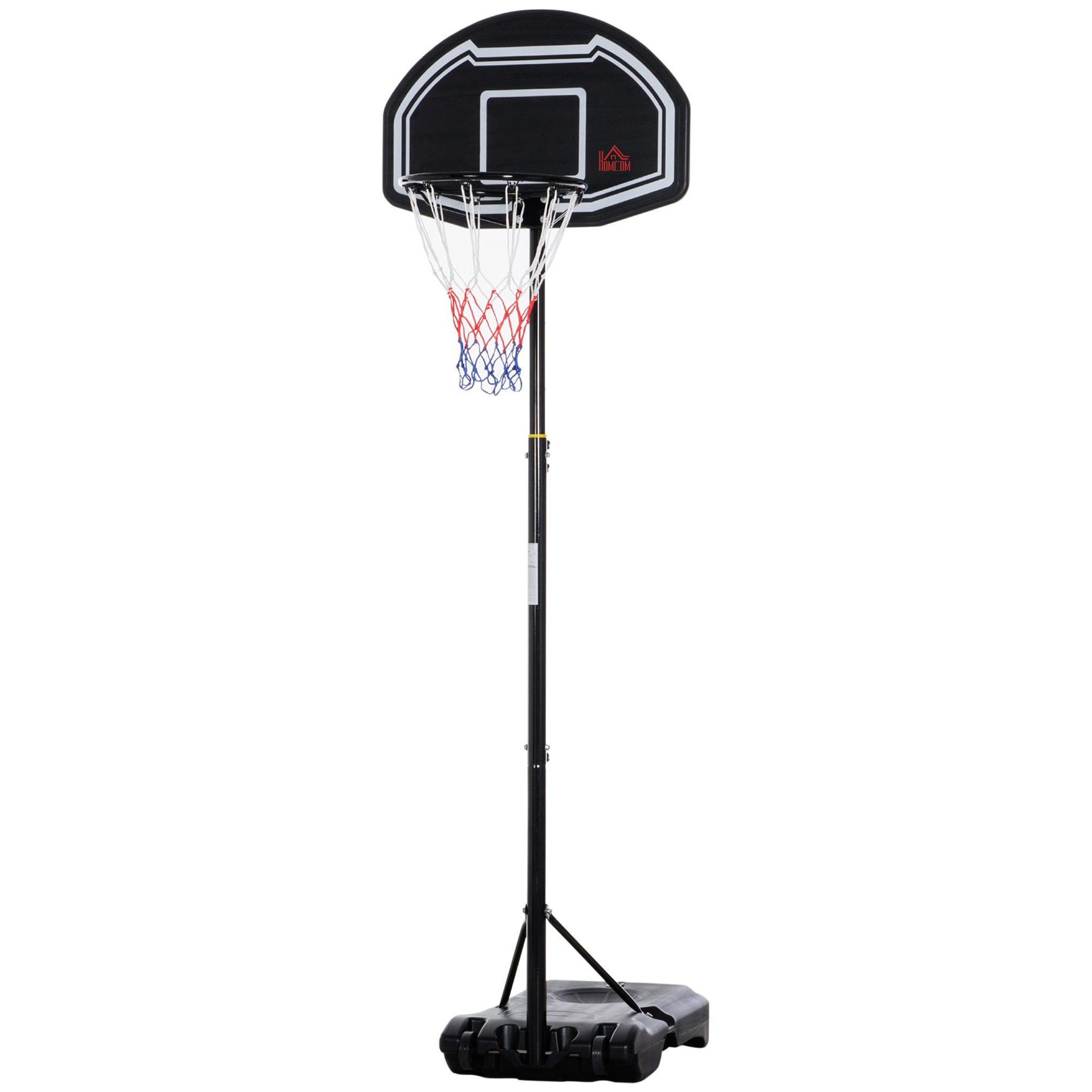 Voir la diapositive 5 : HOMCOM Panier de basketball sur pied hauteur réglable h.197-254 cm lestage roulettes noir blanc