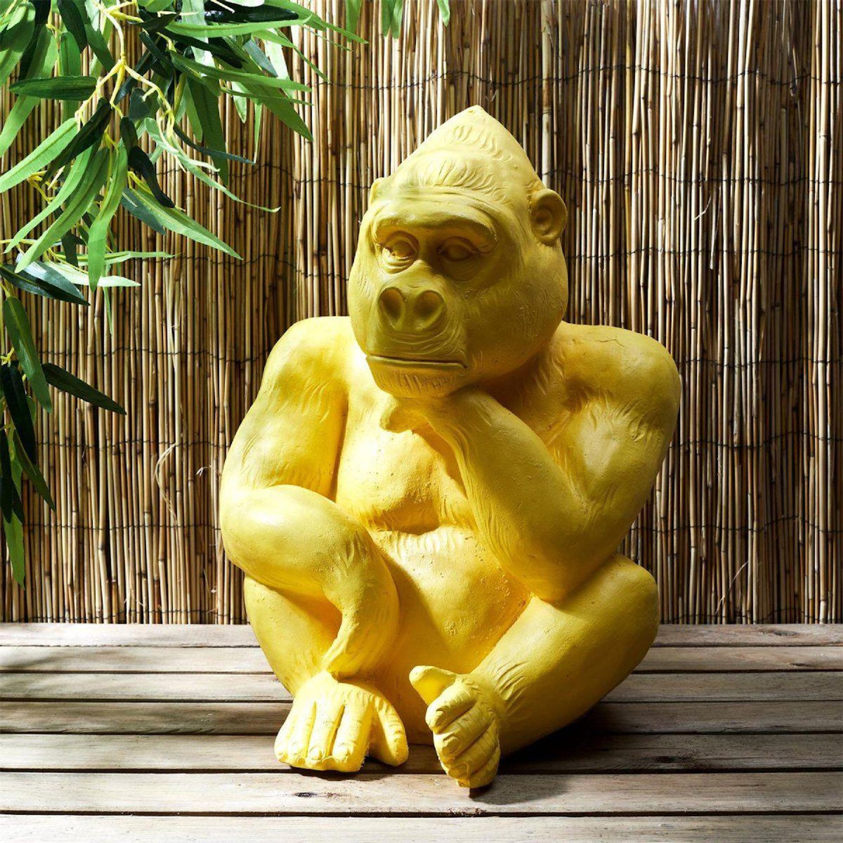 Paris Prix Statuette Déco Magnésie  Gorille  54cm Jaune