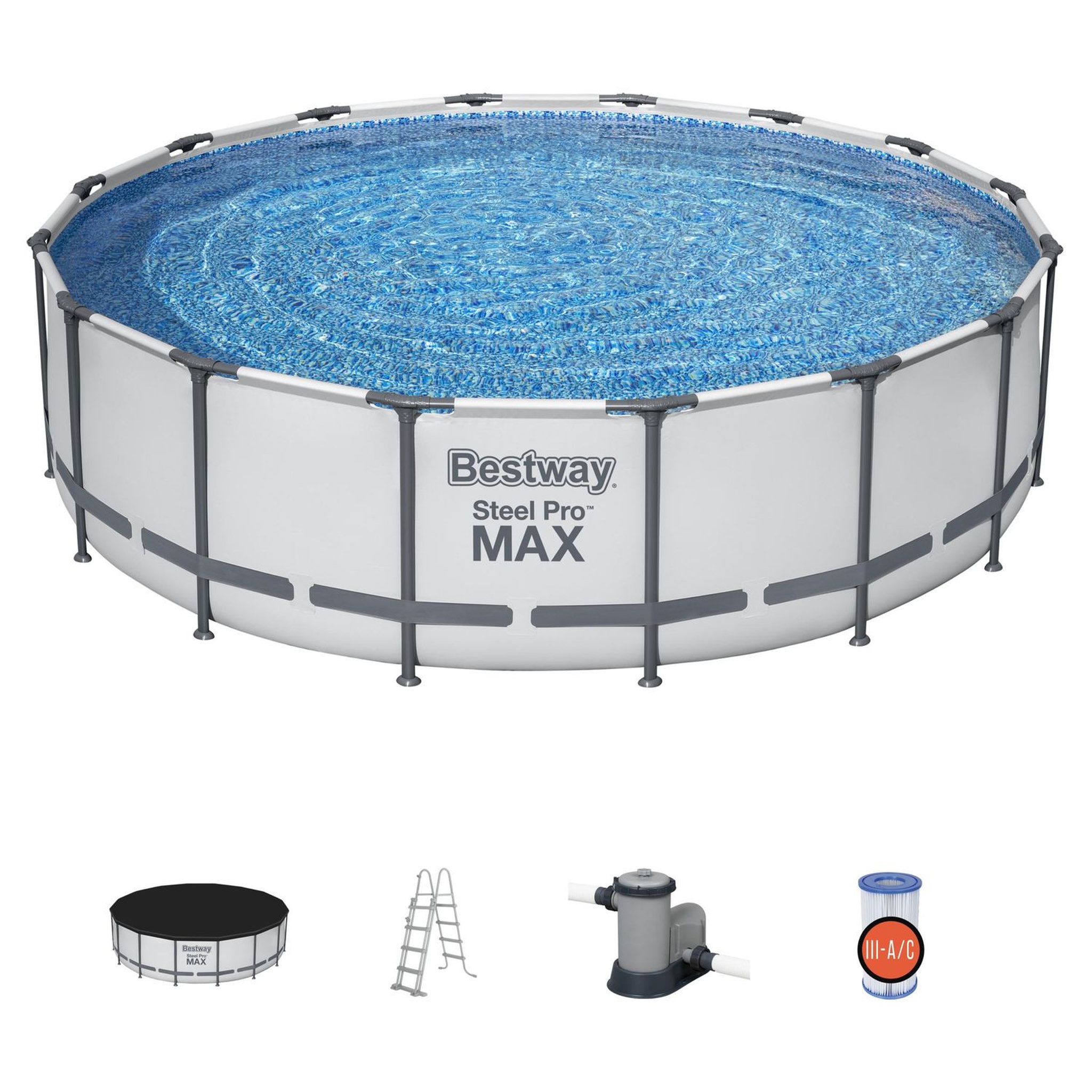 Voir la diapositive 3 : BESTWAY Piscine tubulaire ronde 488x122cm Steel Pro Max&trade;