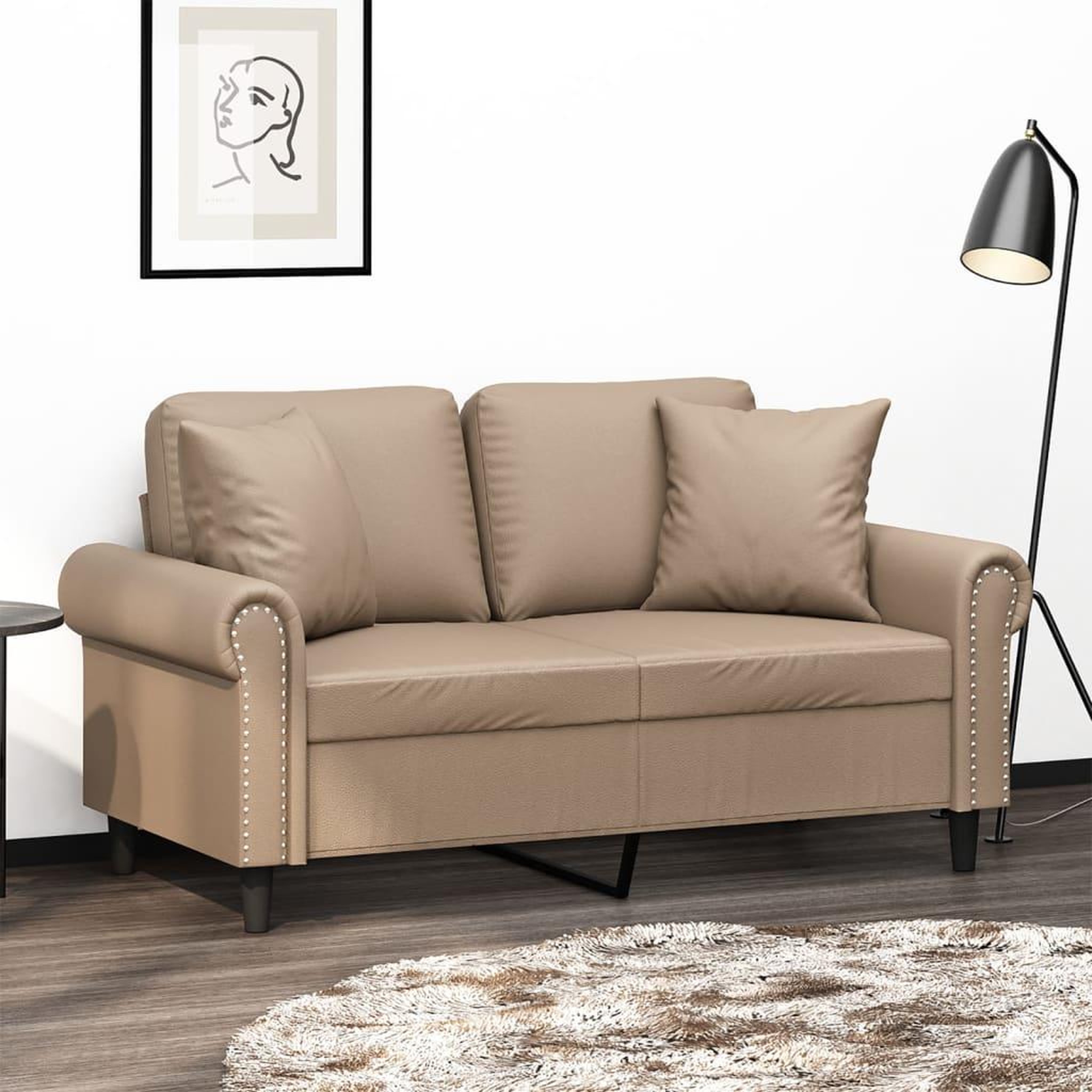 VIDAXL Canape 2 places avec oreillers cappuccino 120 cm similicuir
