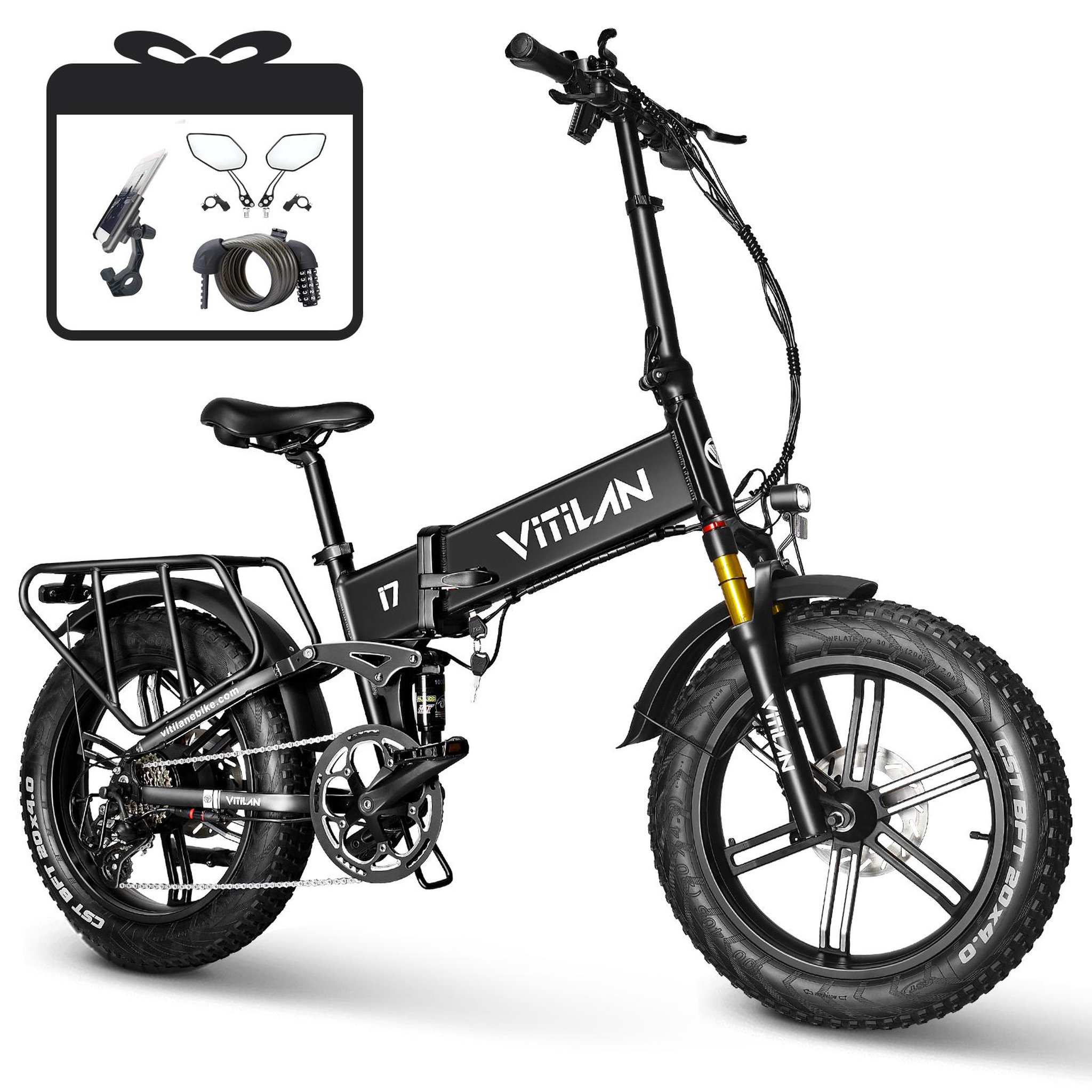 Voir la diapositive 2 : VITILAN Vélo électrique tout terrain VITILAN i7 Pro 3.0 avec gros pneus 20 × 4"