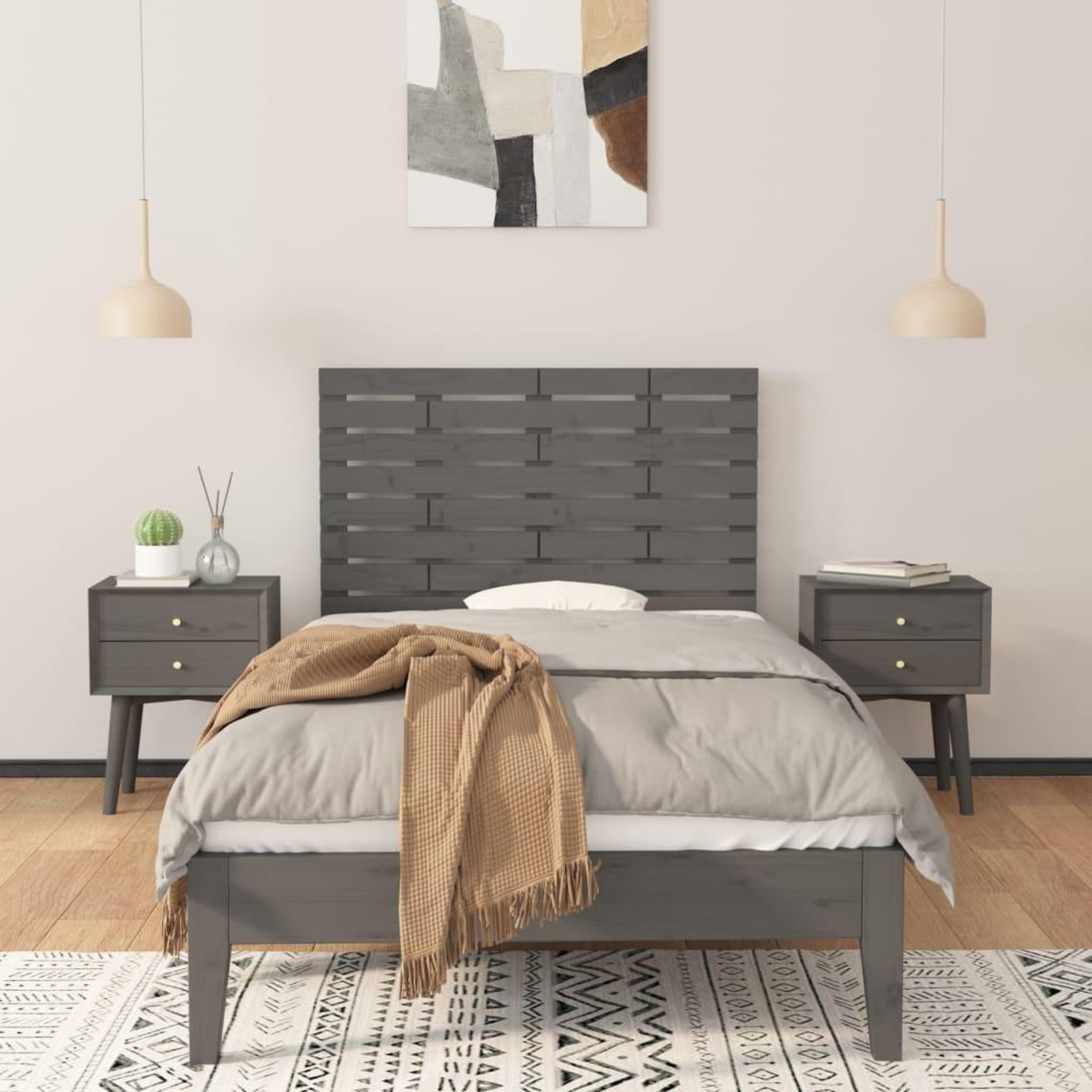 Voir la diapositive 3 : VIDAXL Tete de lit murale Gris 81x3x63 cm Bois massif de pin