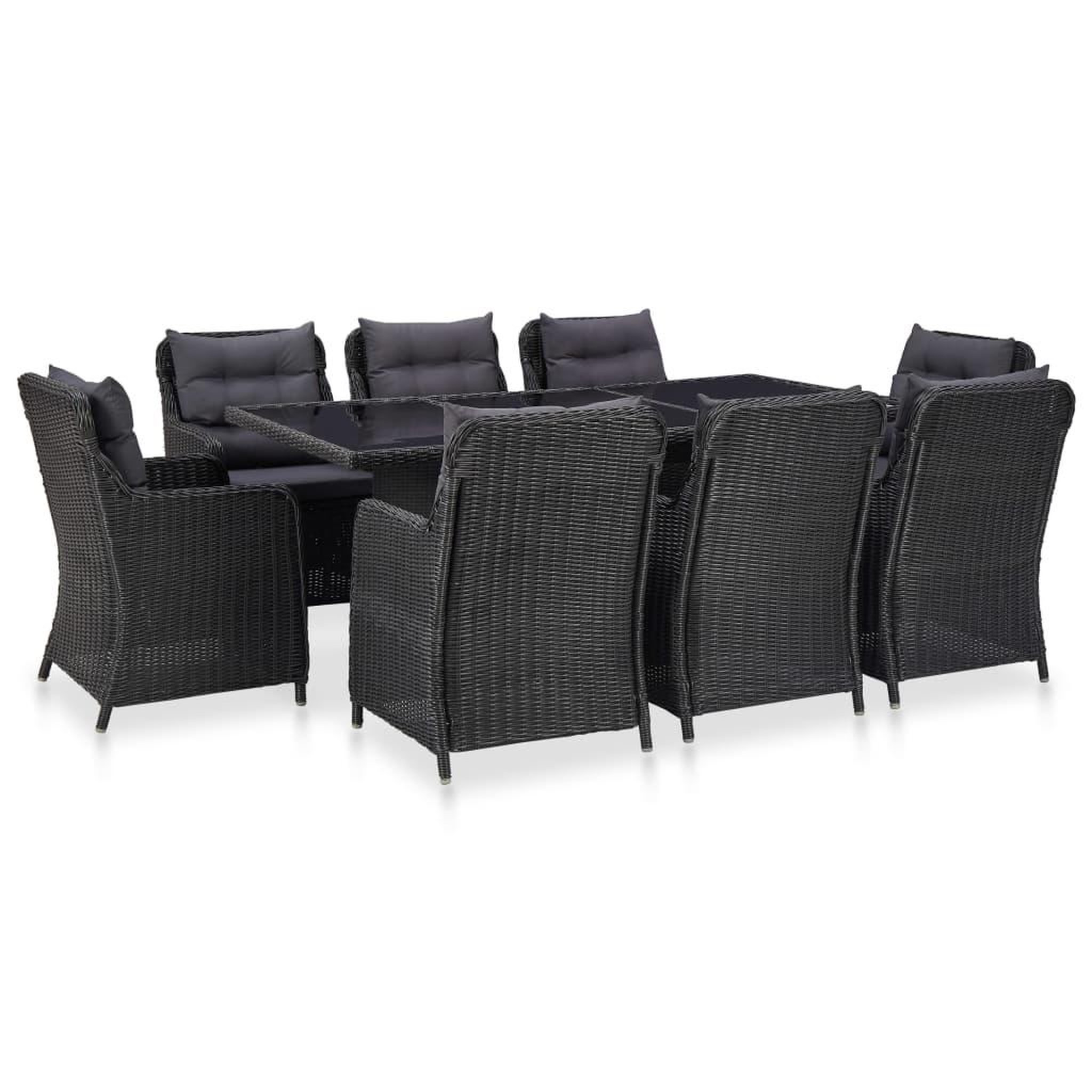 Voir la diapositive 1 : VIDAXL Ensemble a manger d'exterieur 9 pcs Resine tressee Noir