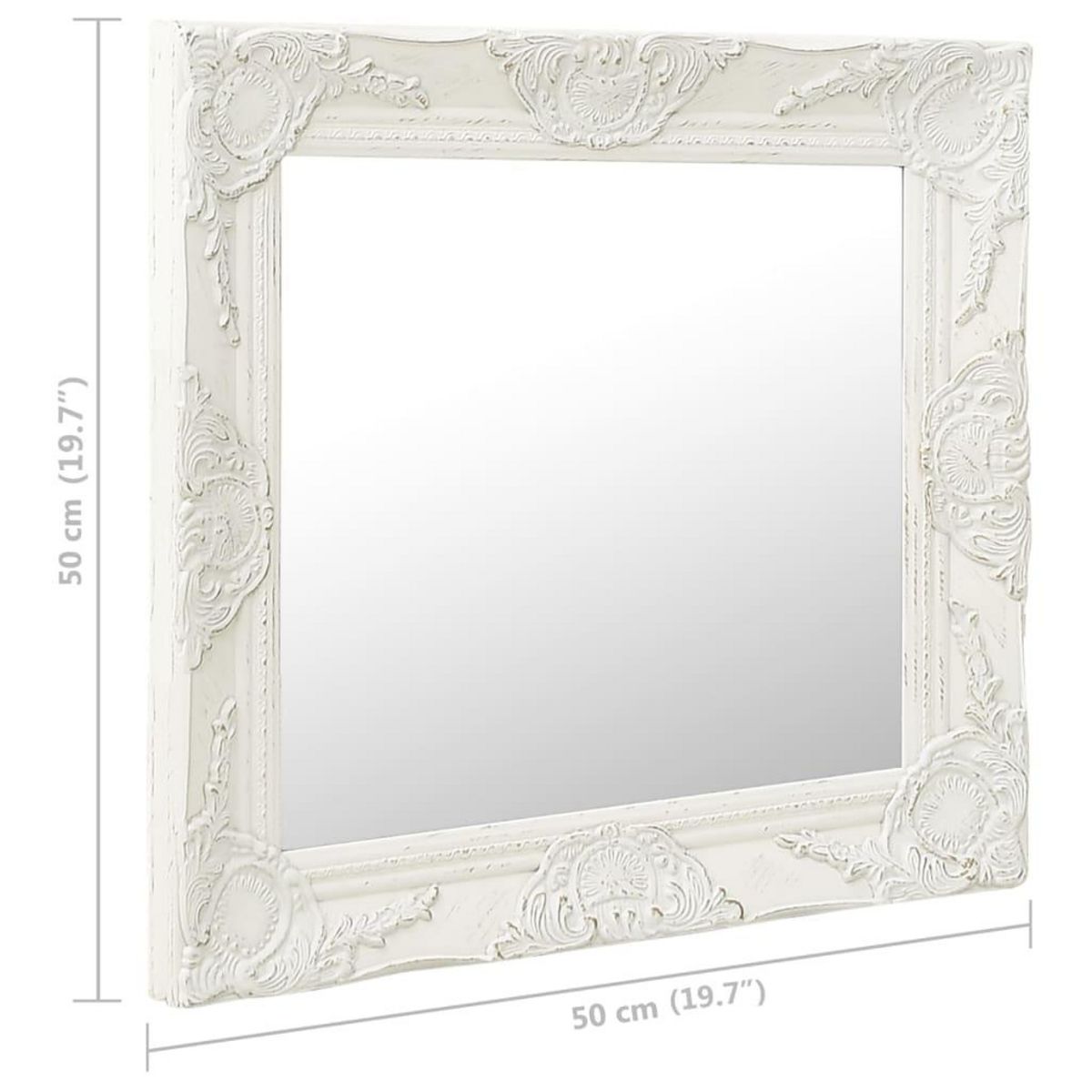 VIDAXL Miroir mural style baroque 50x50 cm Blanc