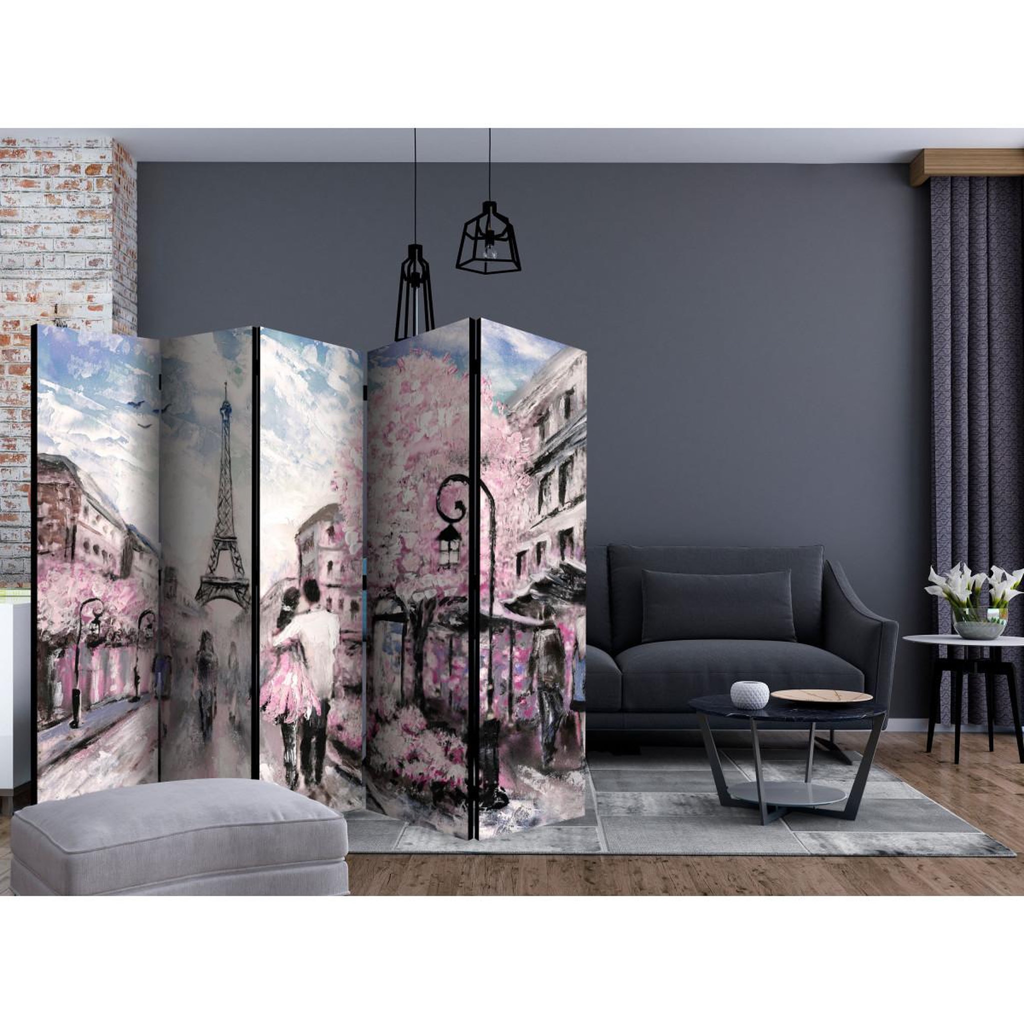 Voir la diapositive 2 : Paris Prix Paravent 5 volets  autumn sky  172x225cm
