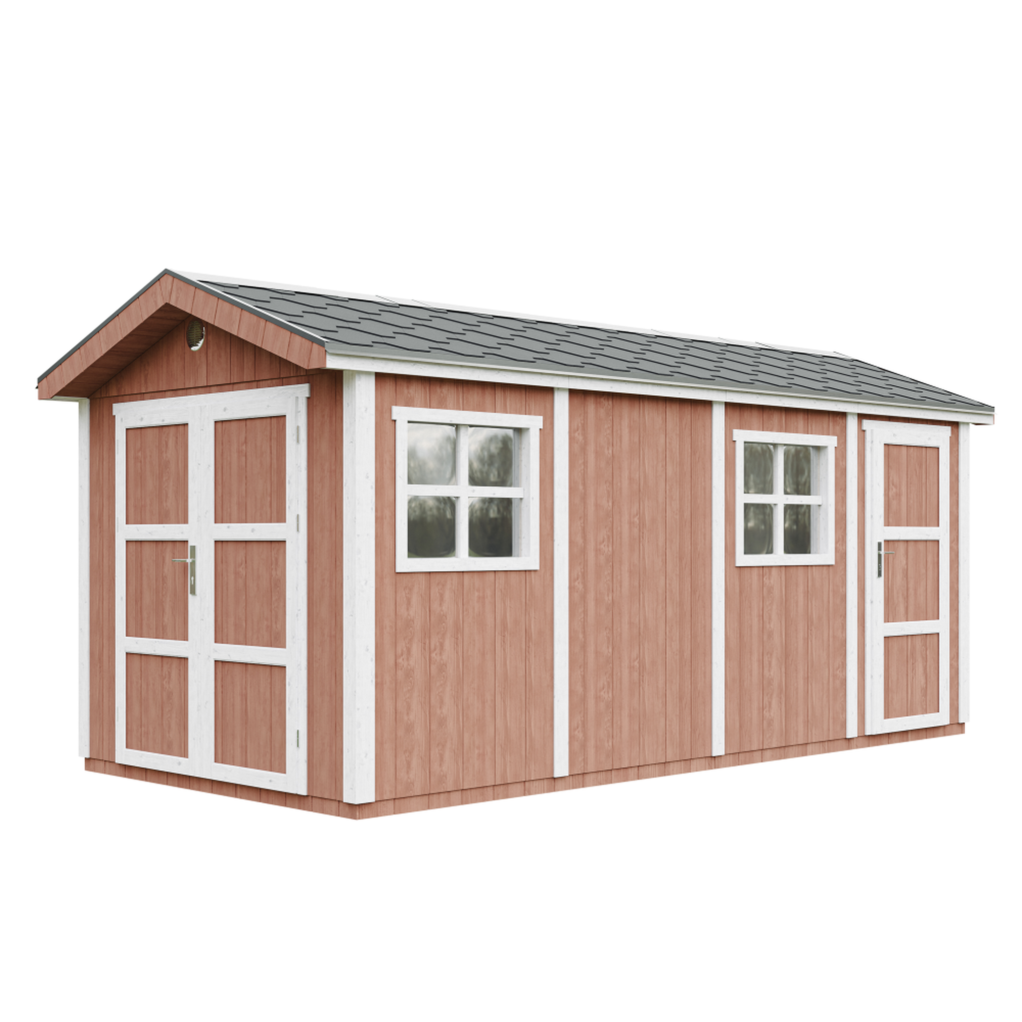 Voir la diapositive 1 : TIMBELA Abri de Jardin Qualité Premium 8.52 + 2.95 m² Avec un sol et des bardeaux bitumineux M915C