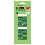 AUCHAN Lot de 6 gommes blanches rectangulaires