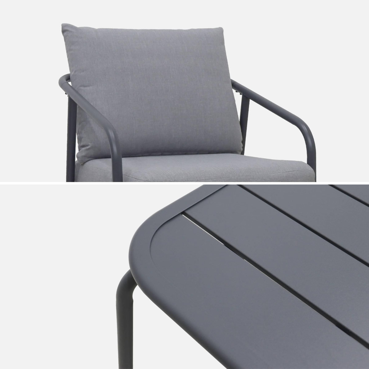 SWEEEK Salon de jardin en métal 4 places, design épuré arrondi