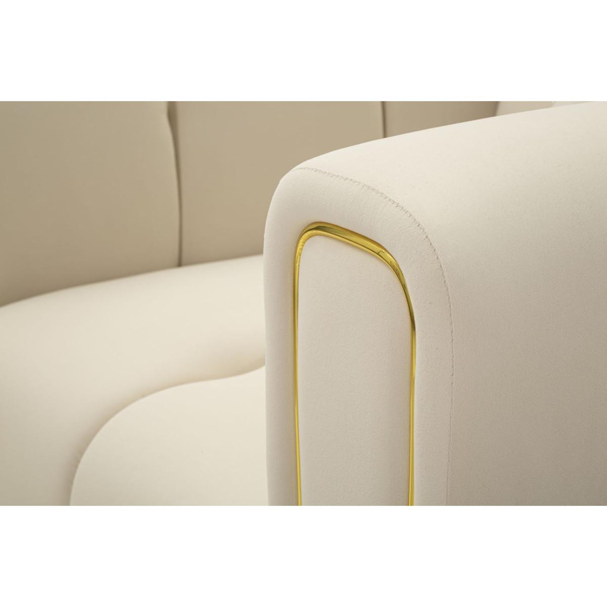 Voir la diapositive 6 : Paris Prix Fauteuil en velours matelassé  alma  97cm crème