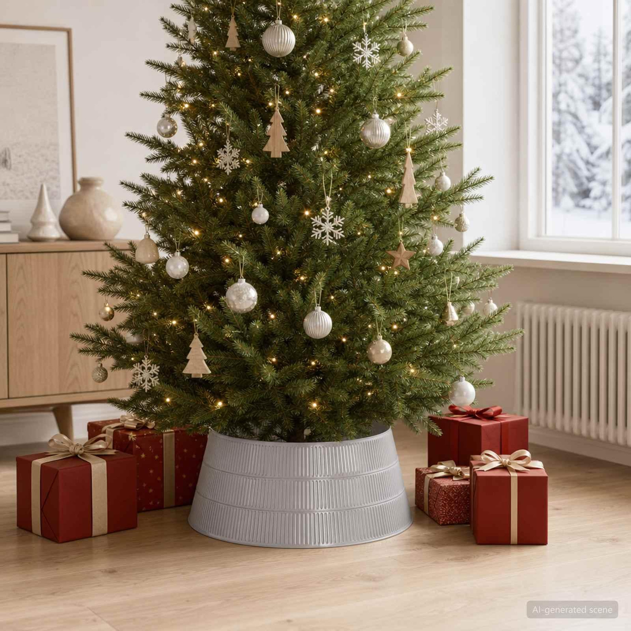 Voir la diapositive 2 : VIDAXL Jupe de sapin de Noël En forme de cone Argente