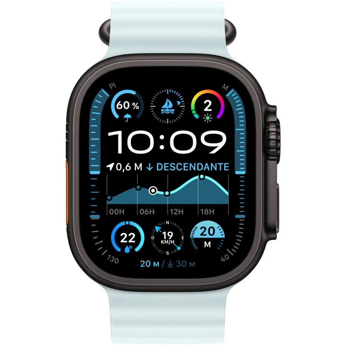 APPLE Bracelet 49mm Océan bleu glacier - Titane noir