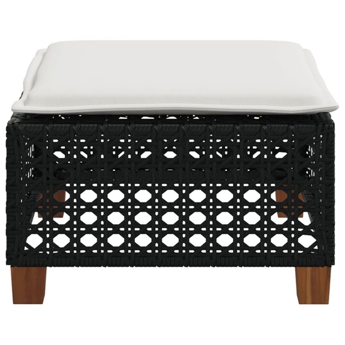 VIDAXL Tabouret de jardin et coussin noir 63,5x56x32 cm resine tressee