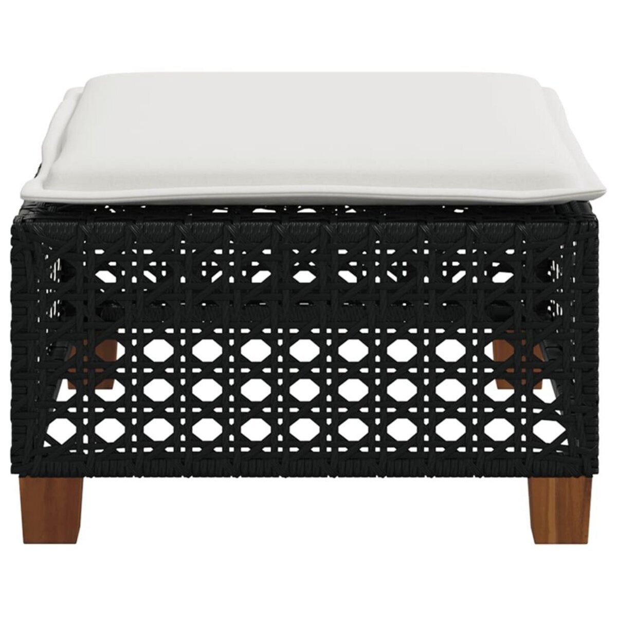 VIDAXL Tabouret de jardin et coussin noir 63,5x56x32 cm resine tressee