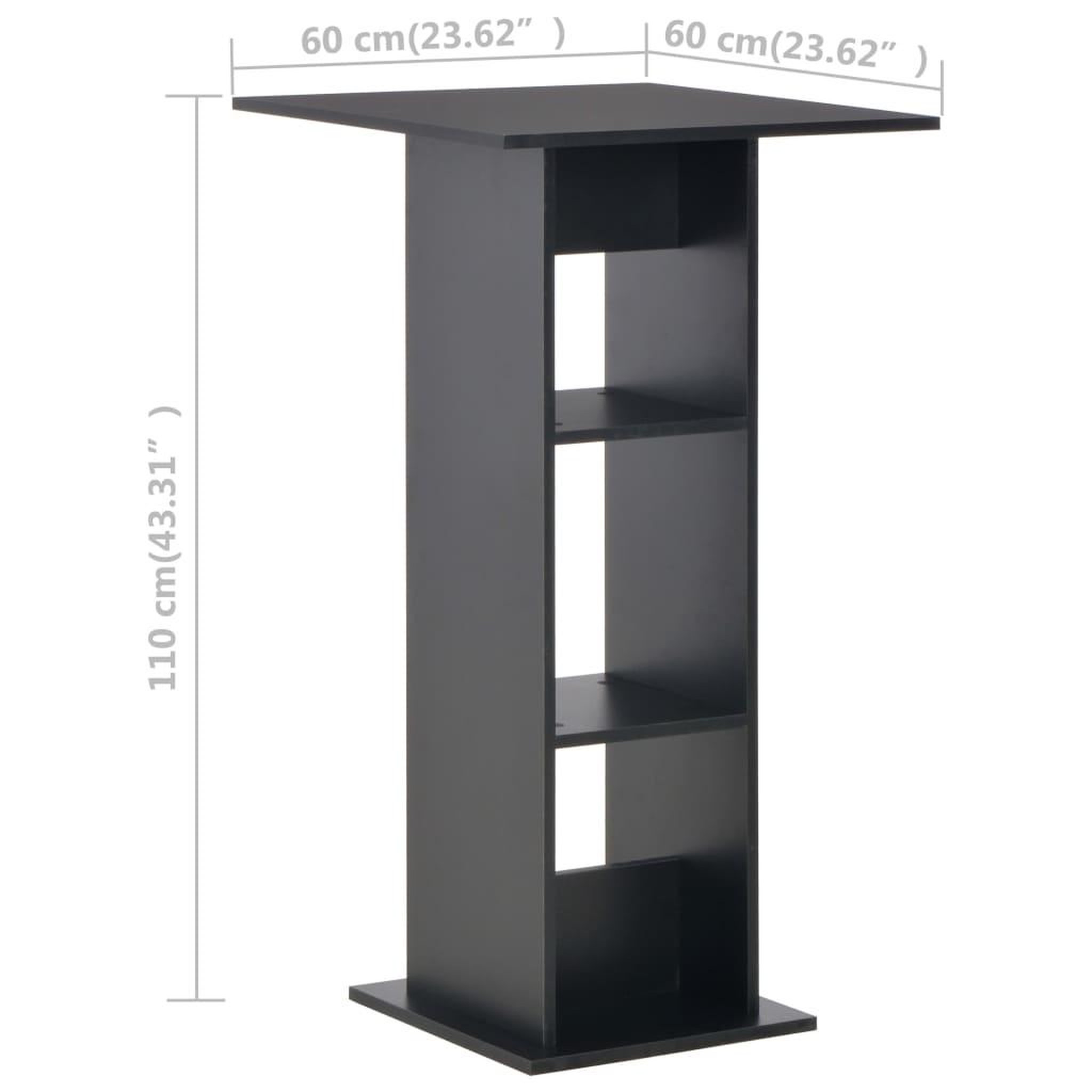 Voir la diapositive 6 : VIDAXL Table de bar Noir 60x60x110 cm