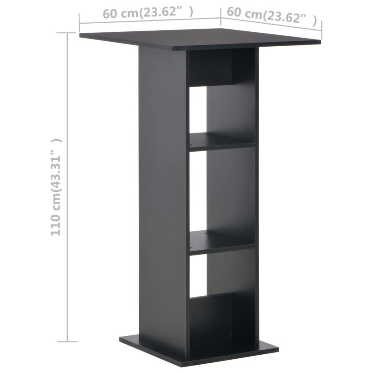 VIDAXL Table de bar Noir 60x60x110 cm