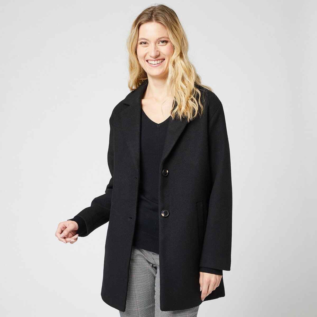 Manteau femme long 2024 noir pas cher