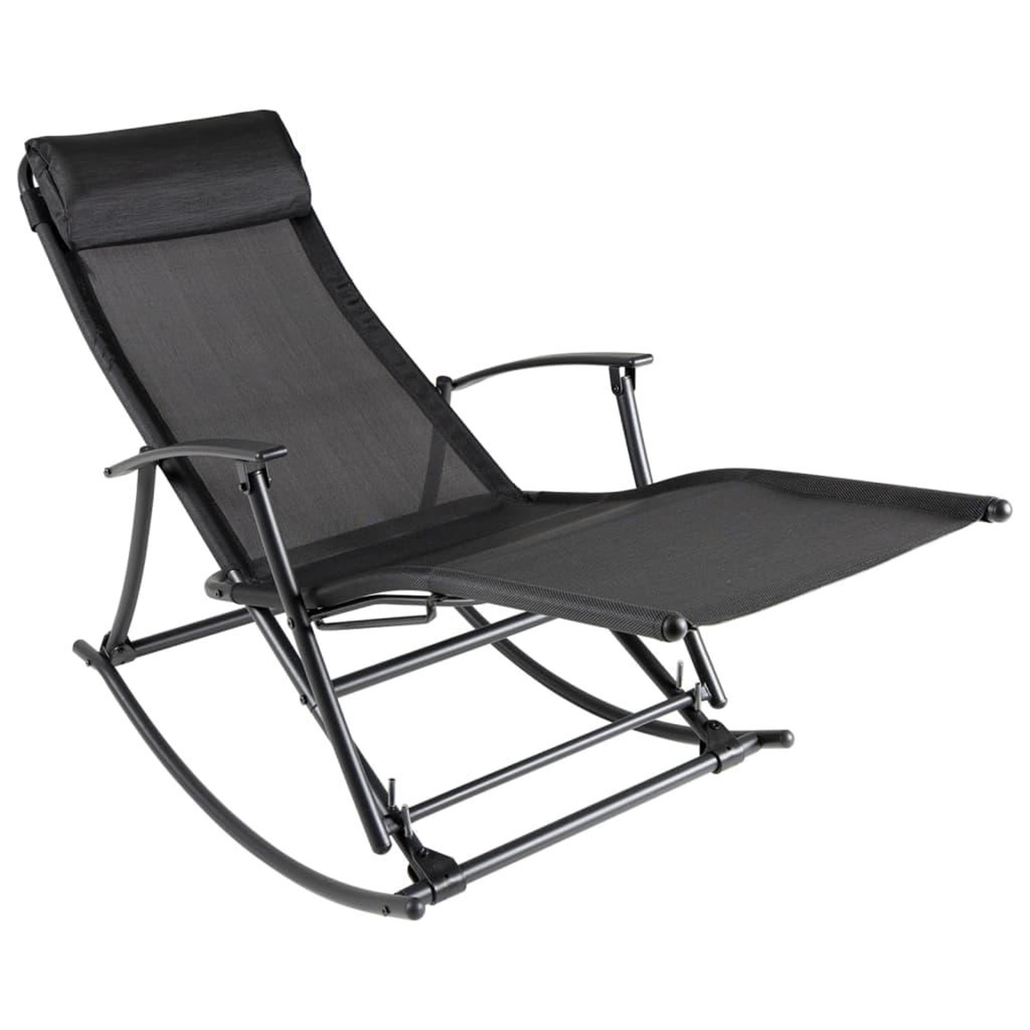 VIDAXL Chaise a bascule de jardin acier et textilene noir