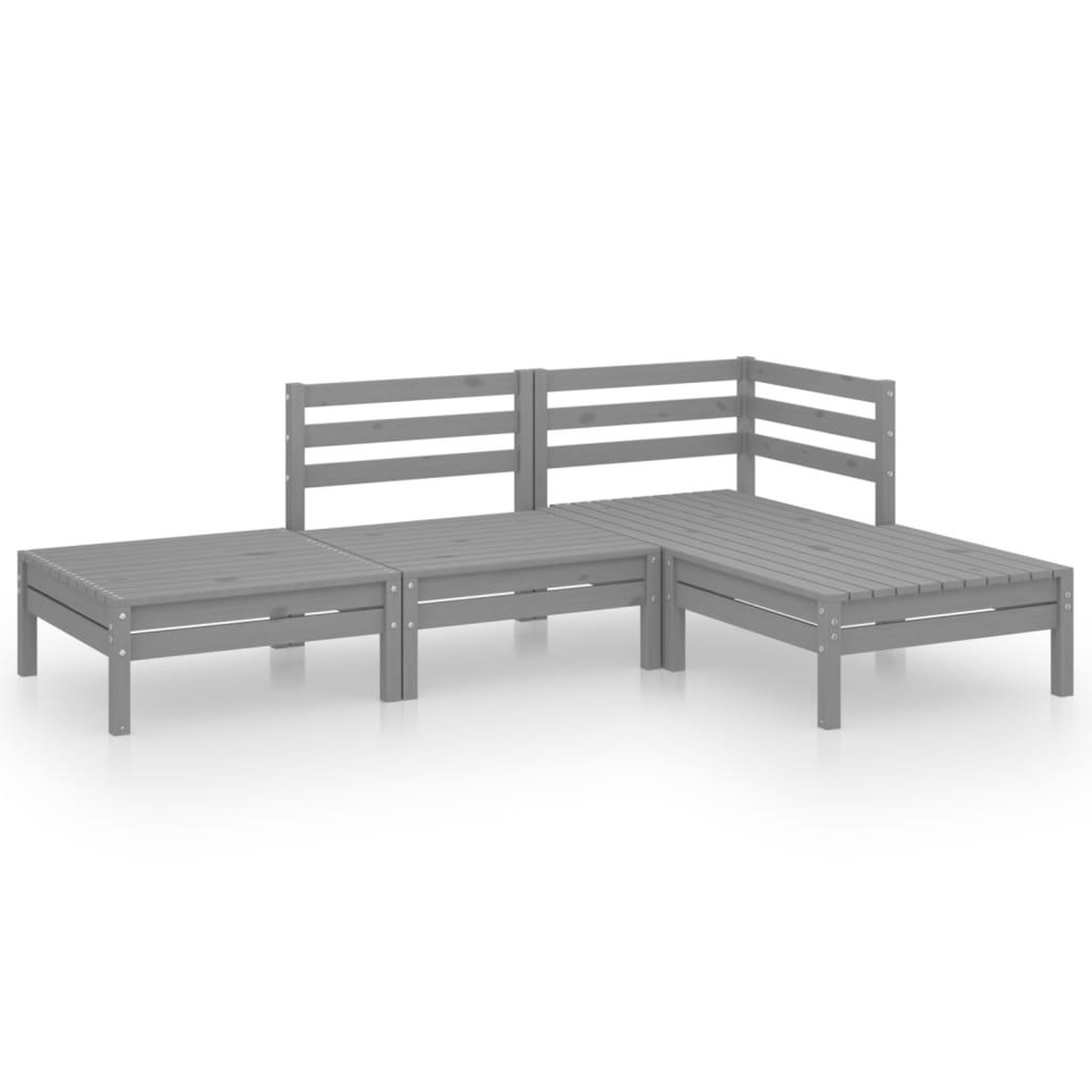 VIDAXL Salon de jardin 4 pcs gris bois de pin massif