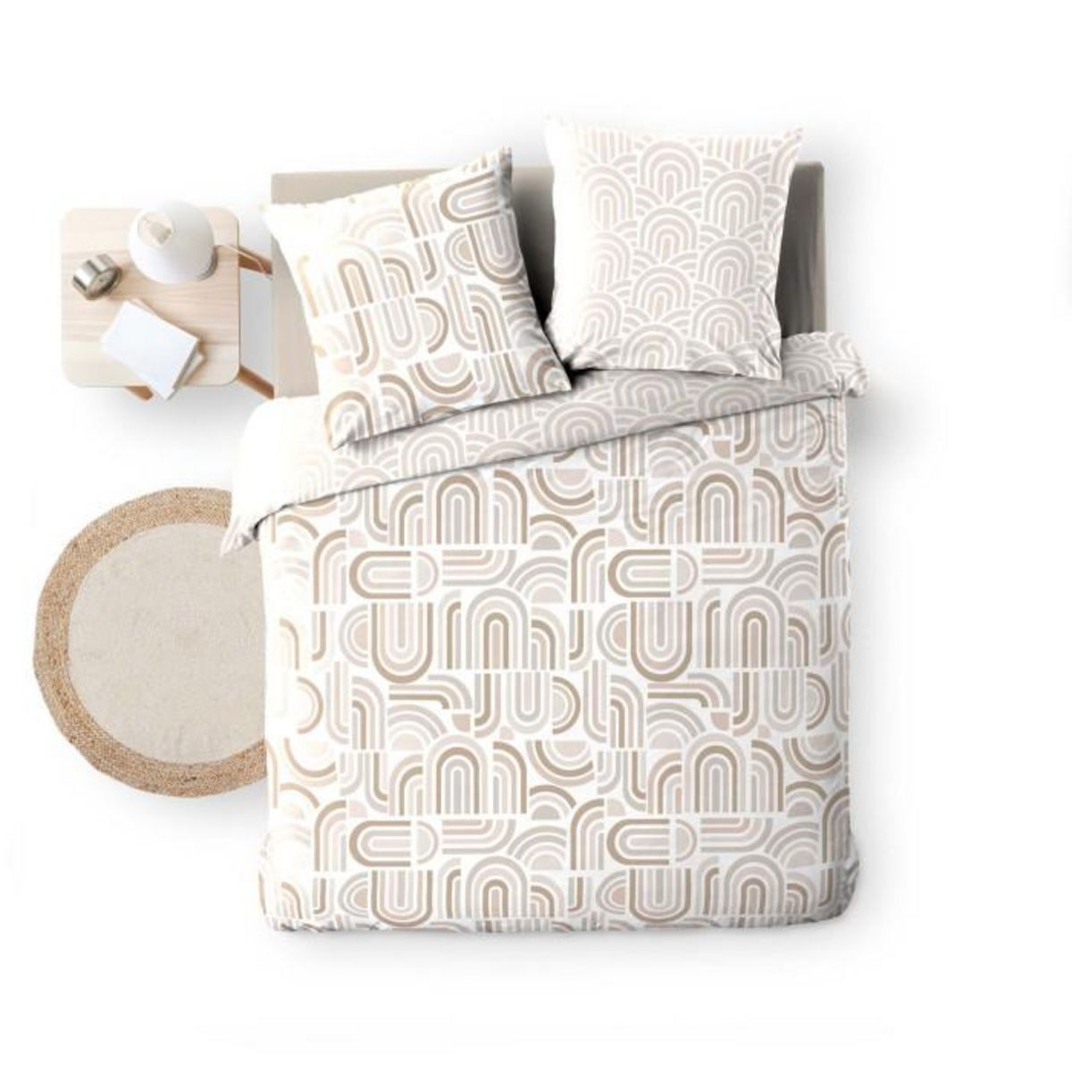 Paris Prix Parure de Lit 3 Pièces  Pandoris  240x220cm Beige