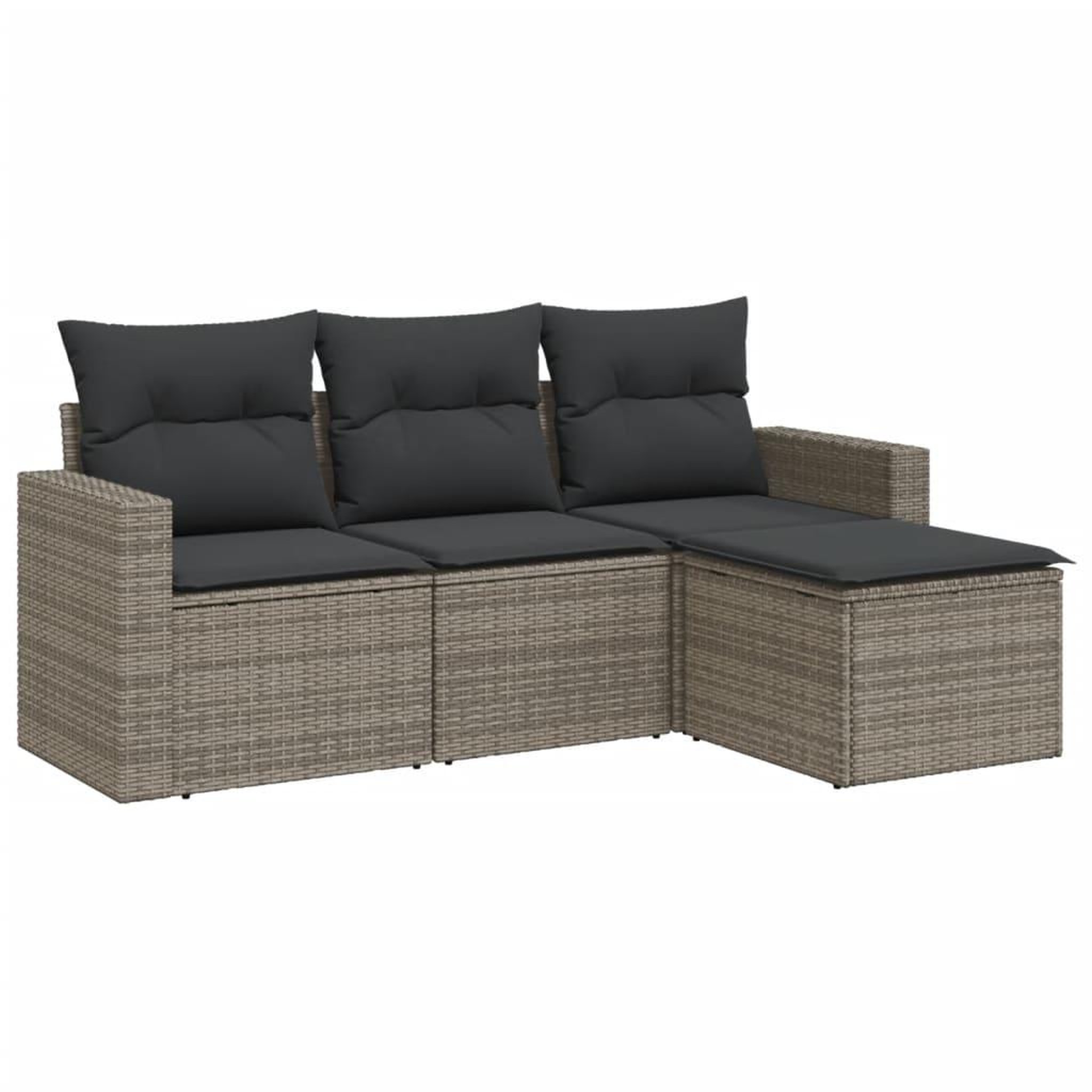 Voir la diapositive 2 : VIDAXL Salon de jardin 4 pcs avec coussins gris resine tressee