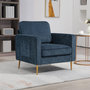 Voir la diapositive 2 : HOMCOM Fauteuil style art déco piètement métal doré tissu bleu