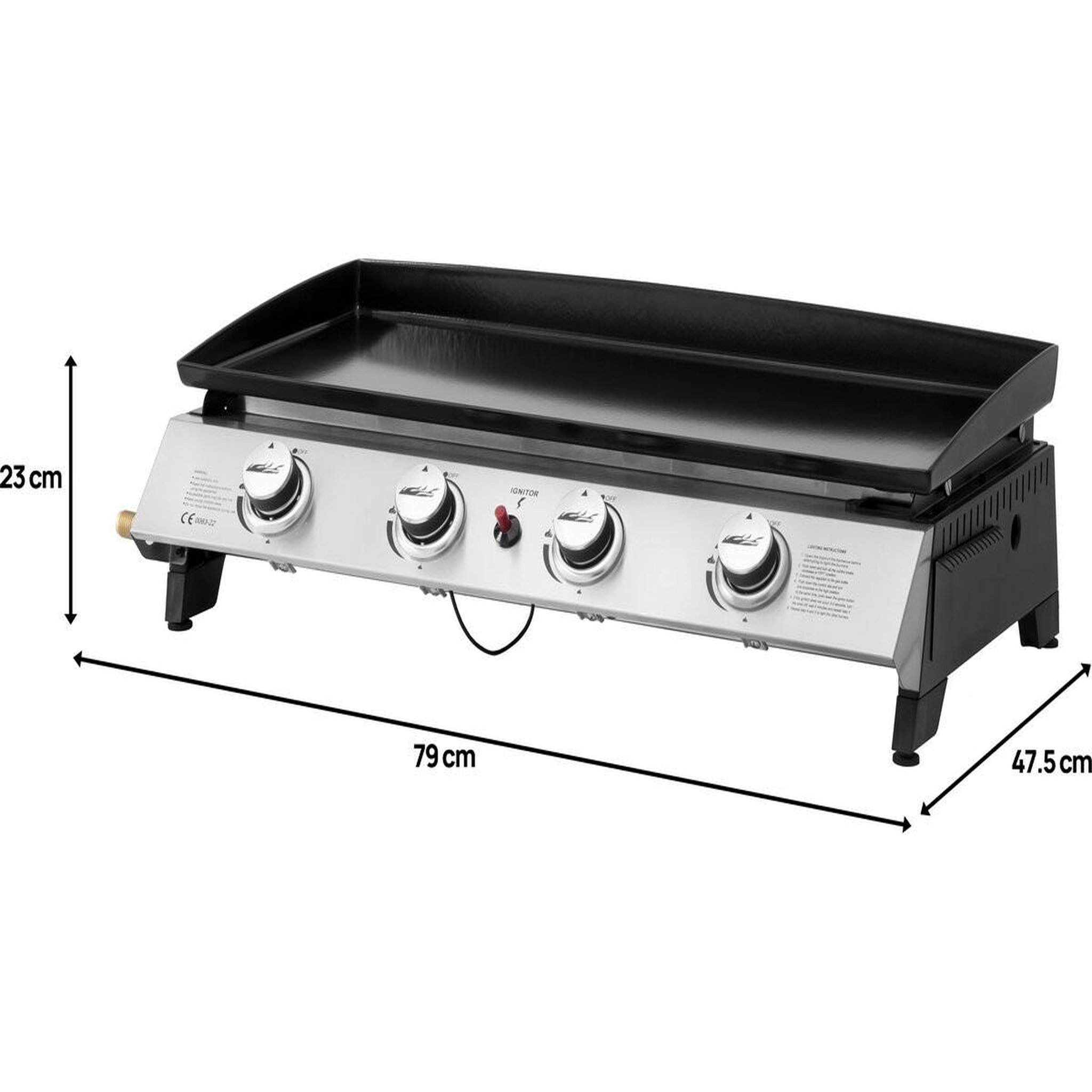 Voir la diapositive 4 : Habitat et Jardin Plancha à gaz avec 4 brûleurs en métal  Jolly  - 10 Kw - Gris