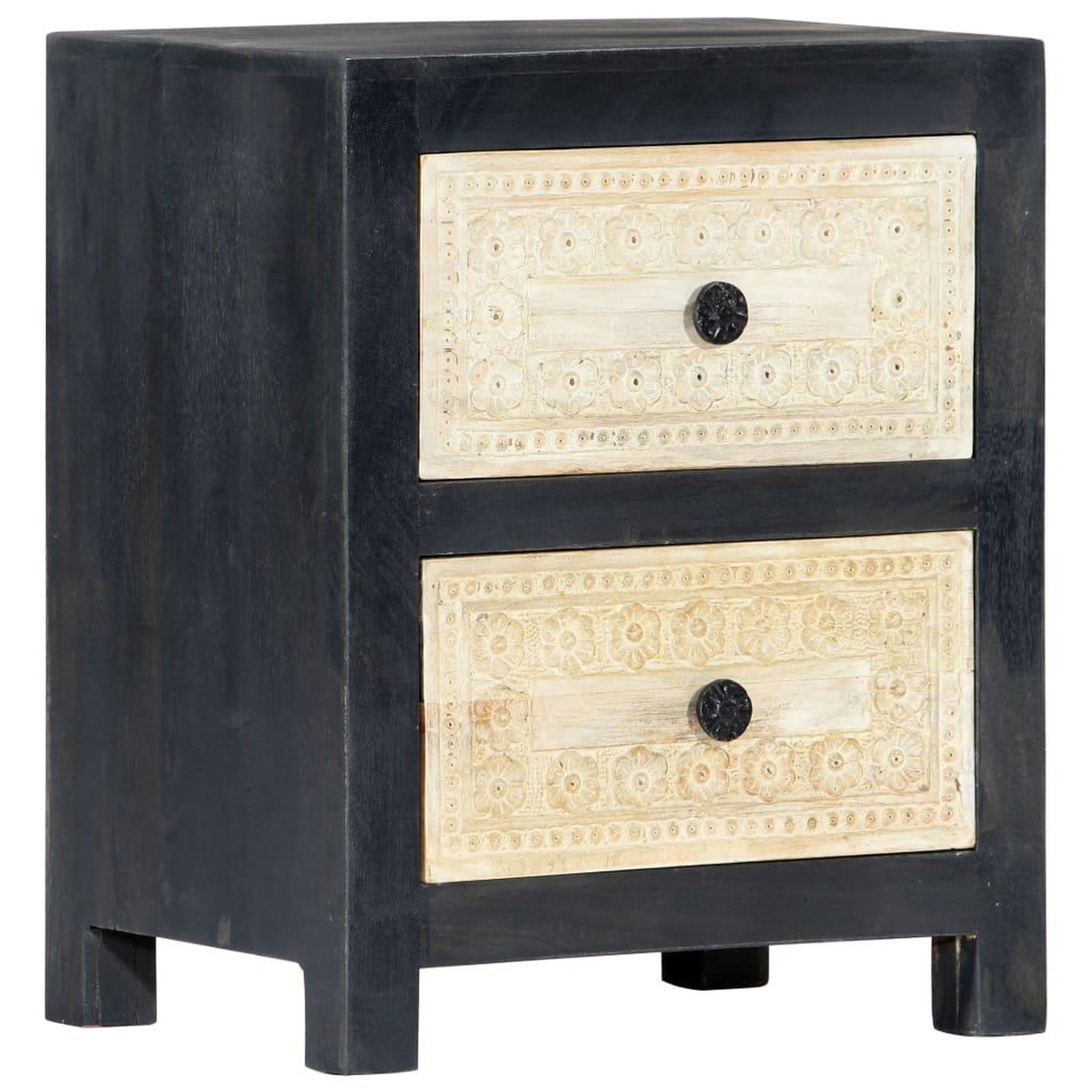 VIDAXL Table de chevet sculptee a la main Gris 40x30x50 cm Manguier