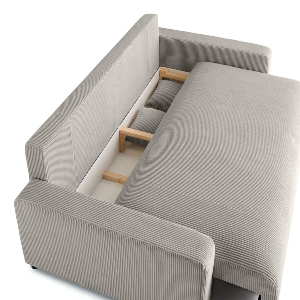 LISA DESIGN Pivoine - canapé droit 3 places - convertible avec coffre - en velours côtelé