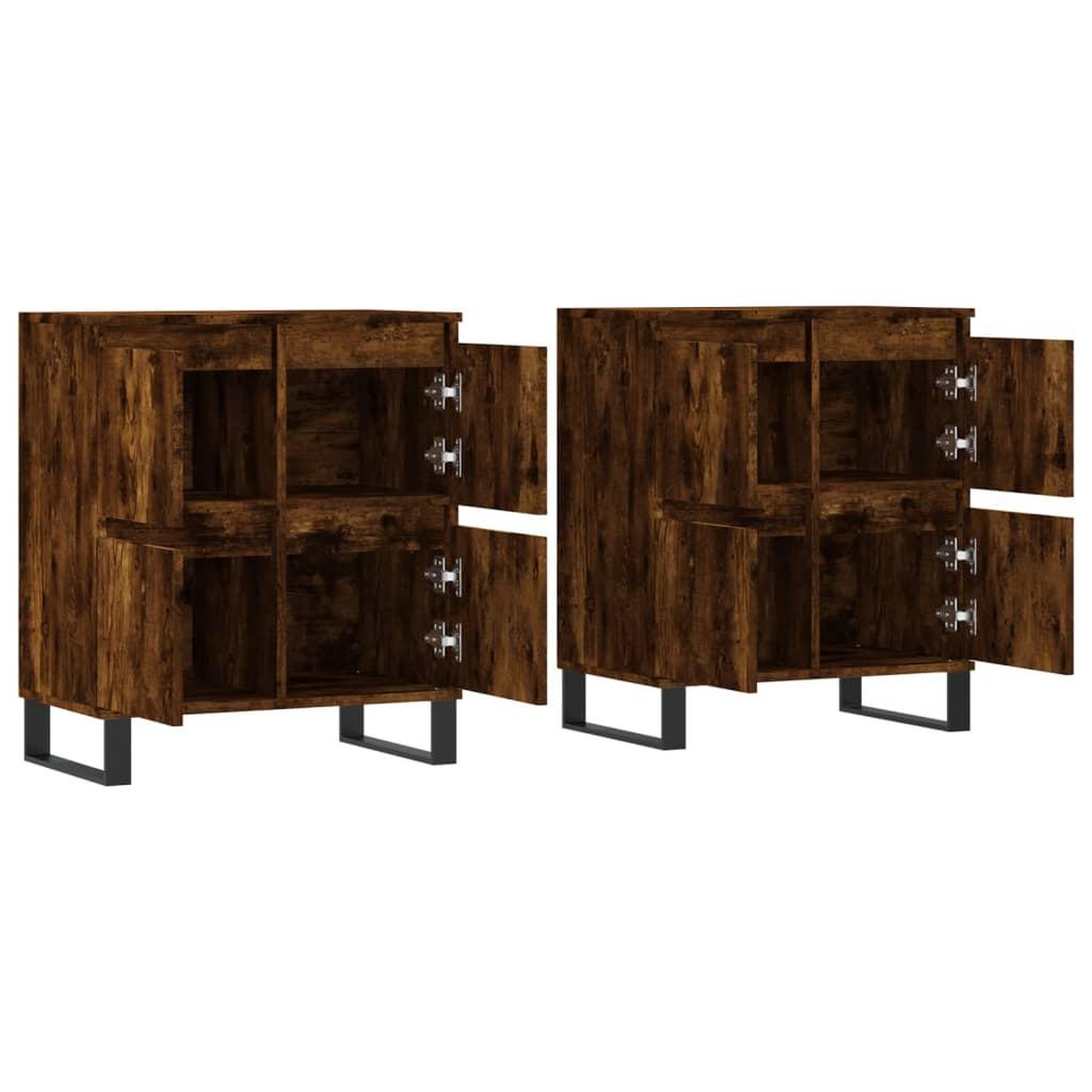Voir la diapositive 4 : VIDAXL Buffets 2 pcs chene fume bois d'ingenierie