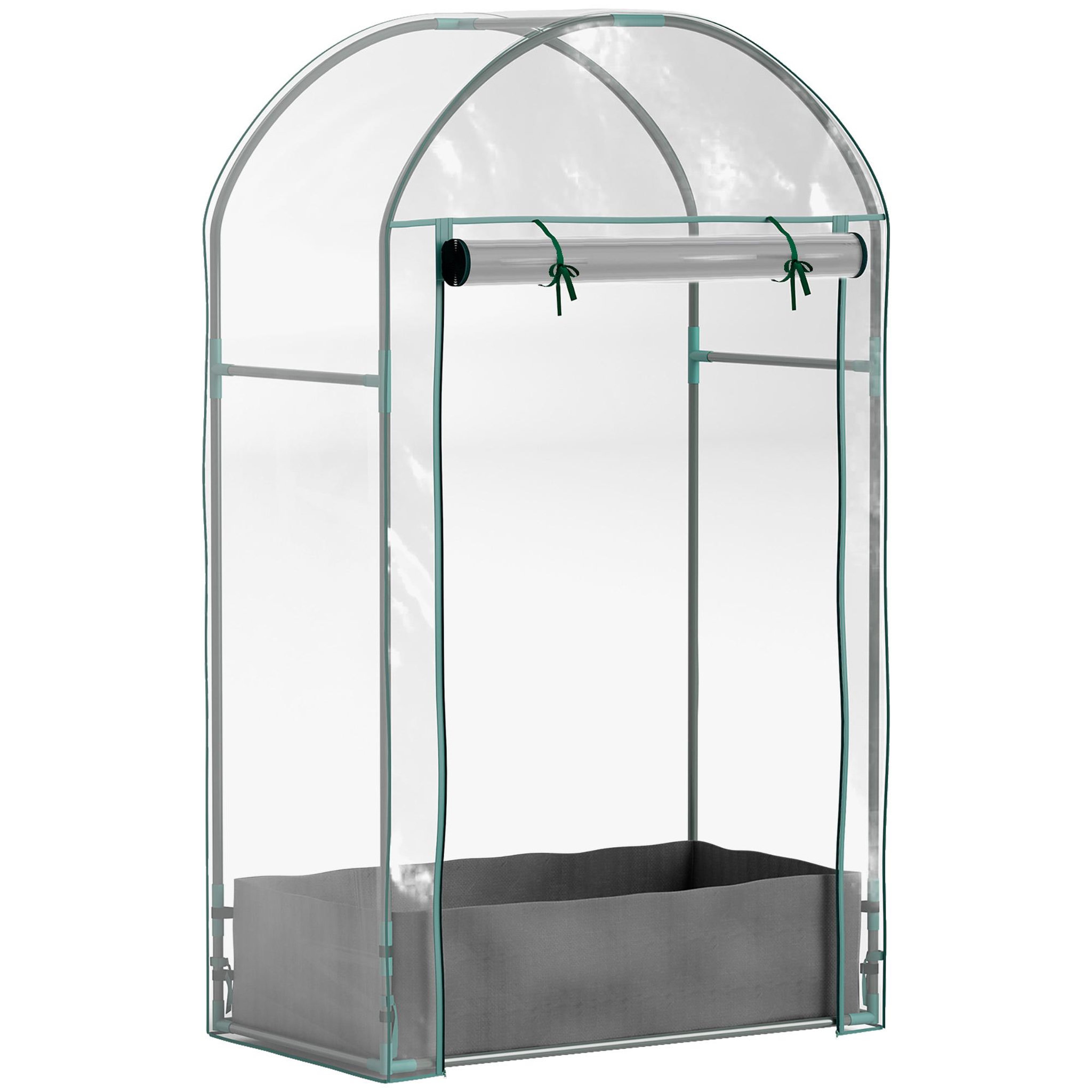 OUTSUNNY Mini serre de jardin balcon - porte enroulable zippée, sac plantation - 89 x 50 x 152 cm - acier pvc transparent