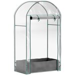 OUTSUNNY Mini serre de jardin balcon - porte enroulable zippée, sac plantation - 89 x 50 x 152 cm - acier PVC transparent