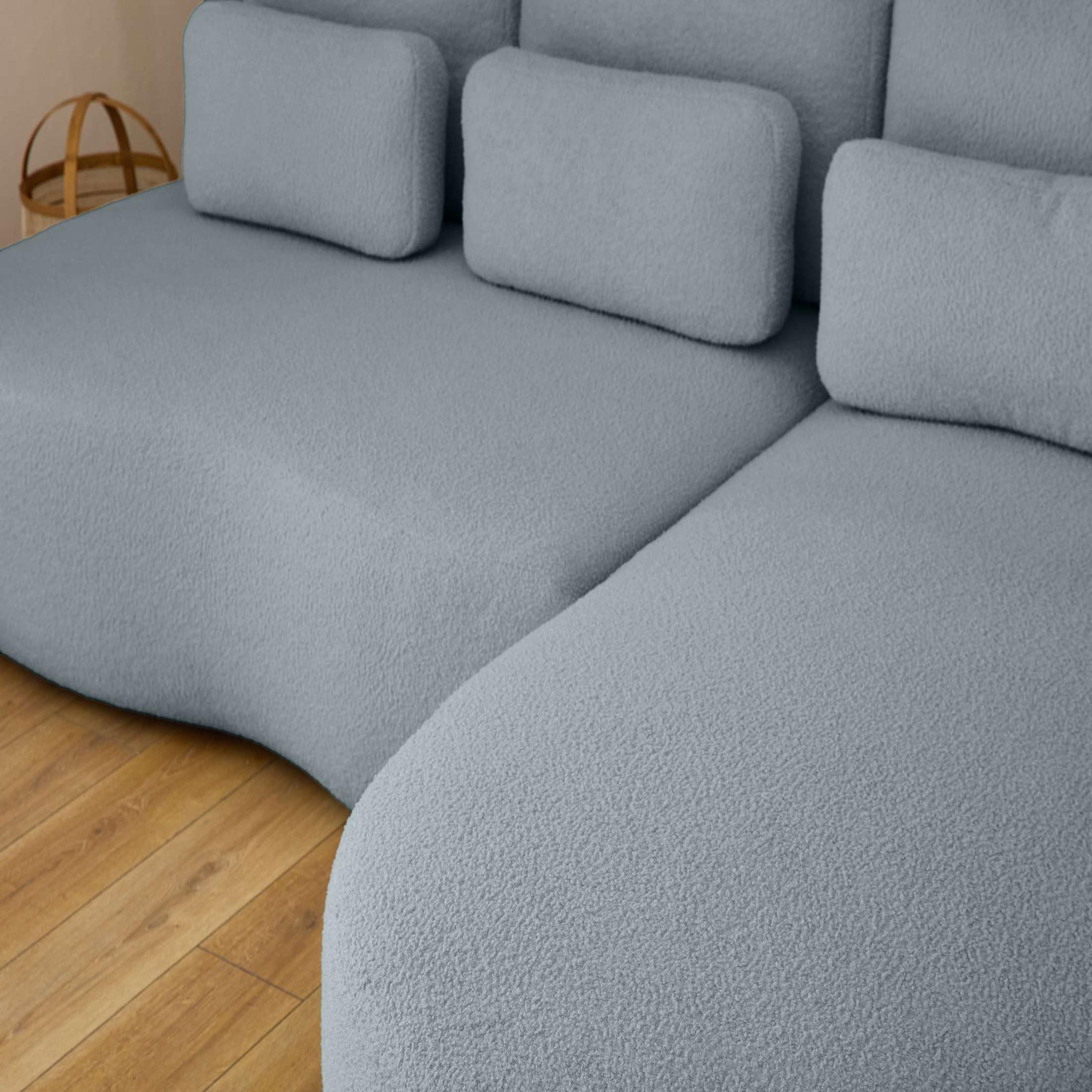 Voir la diapositive 4 : LISA DESIGN Mahina - canapé d'angle droit - 4 places - convertible avec coffre - en tissu bouclette