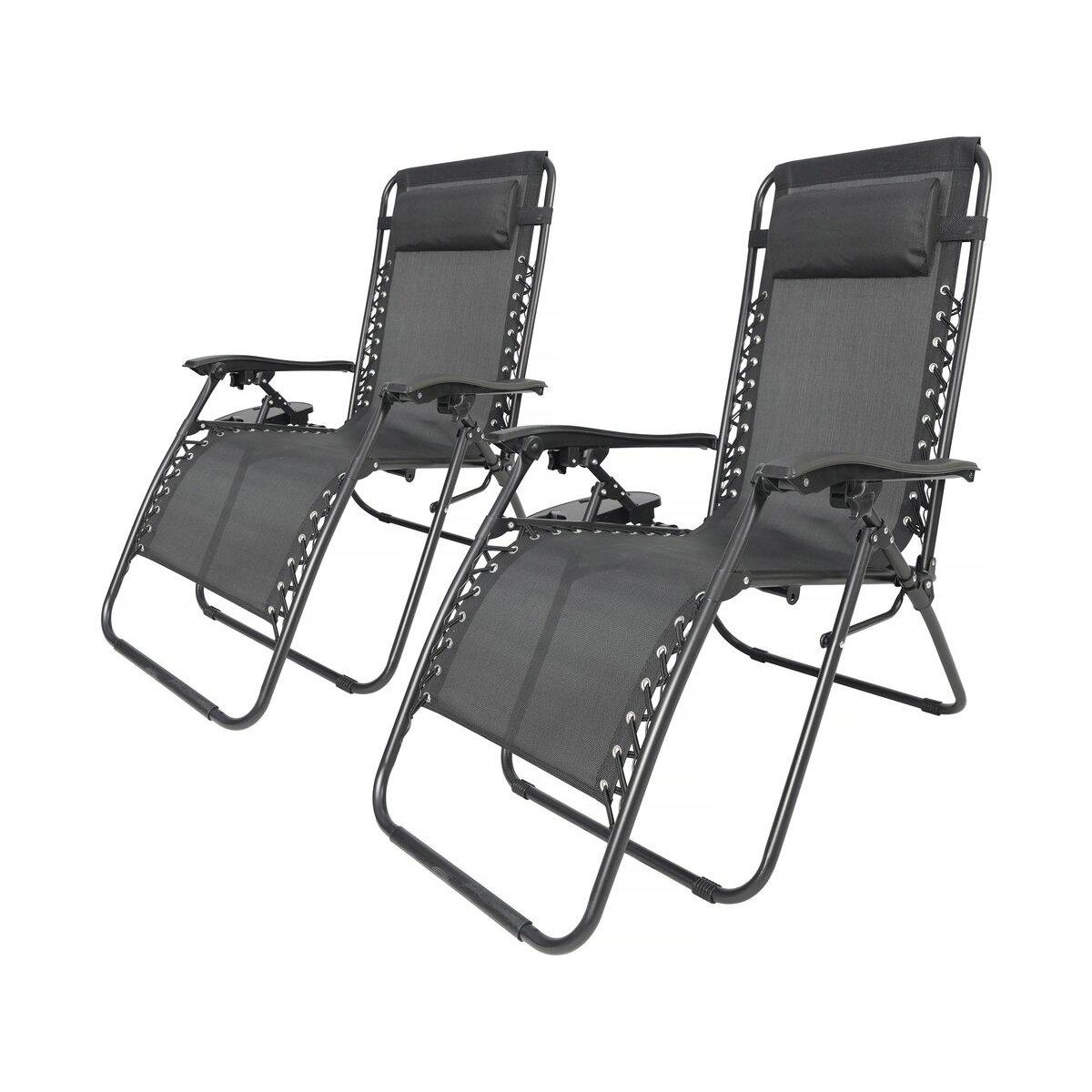 Habitat et Jardin Lot de 2 Fauteuils de jardin inclinable zéro gravité  Sintra  - Noir