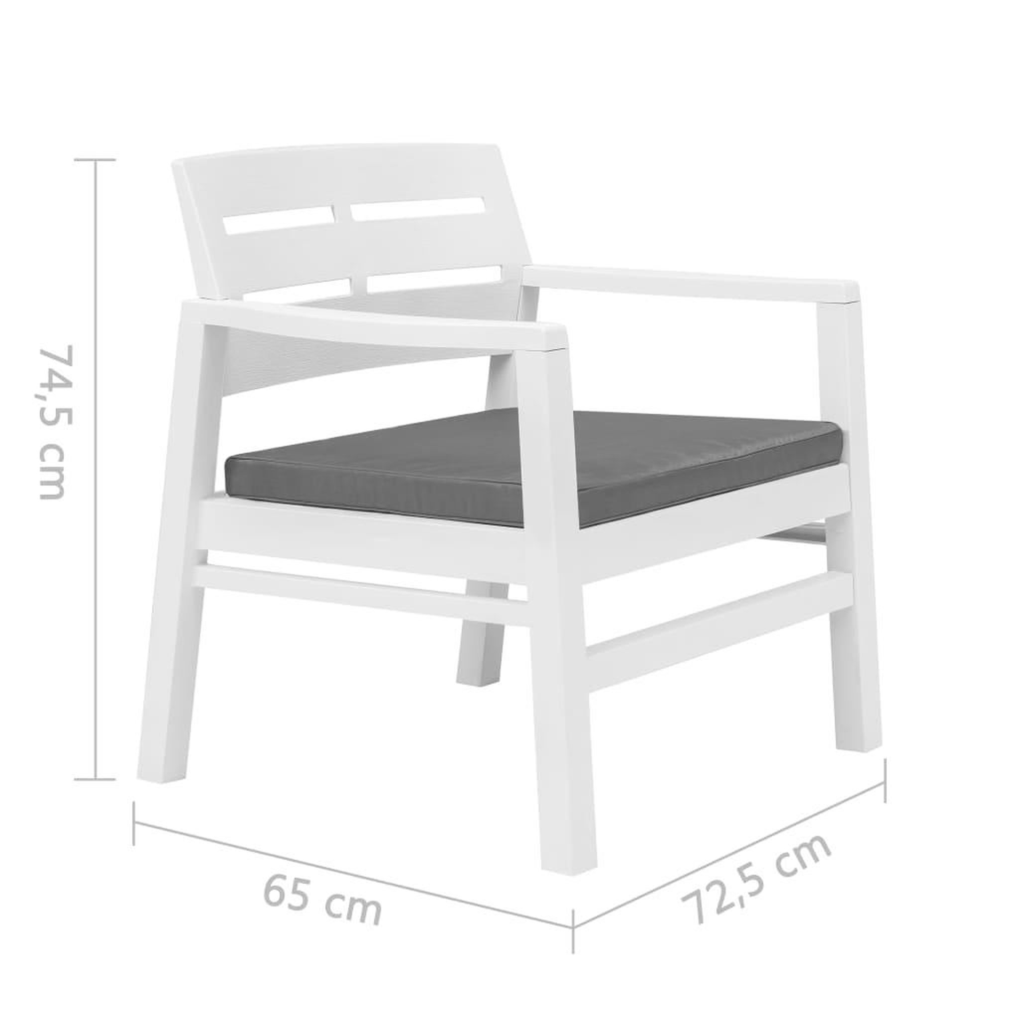 Voir la diapositive 6 : VIDAXL Salon de jardin 3 pcs Plastique Blanc
