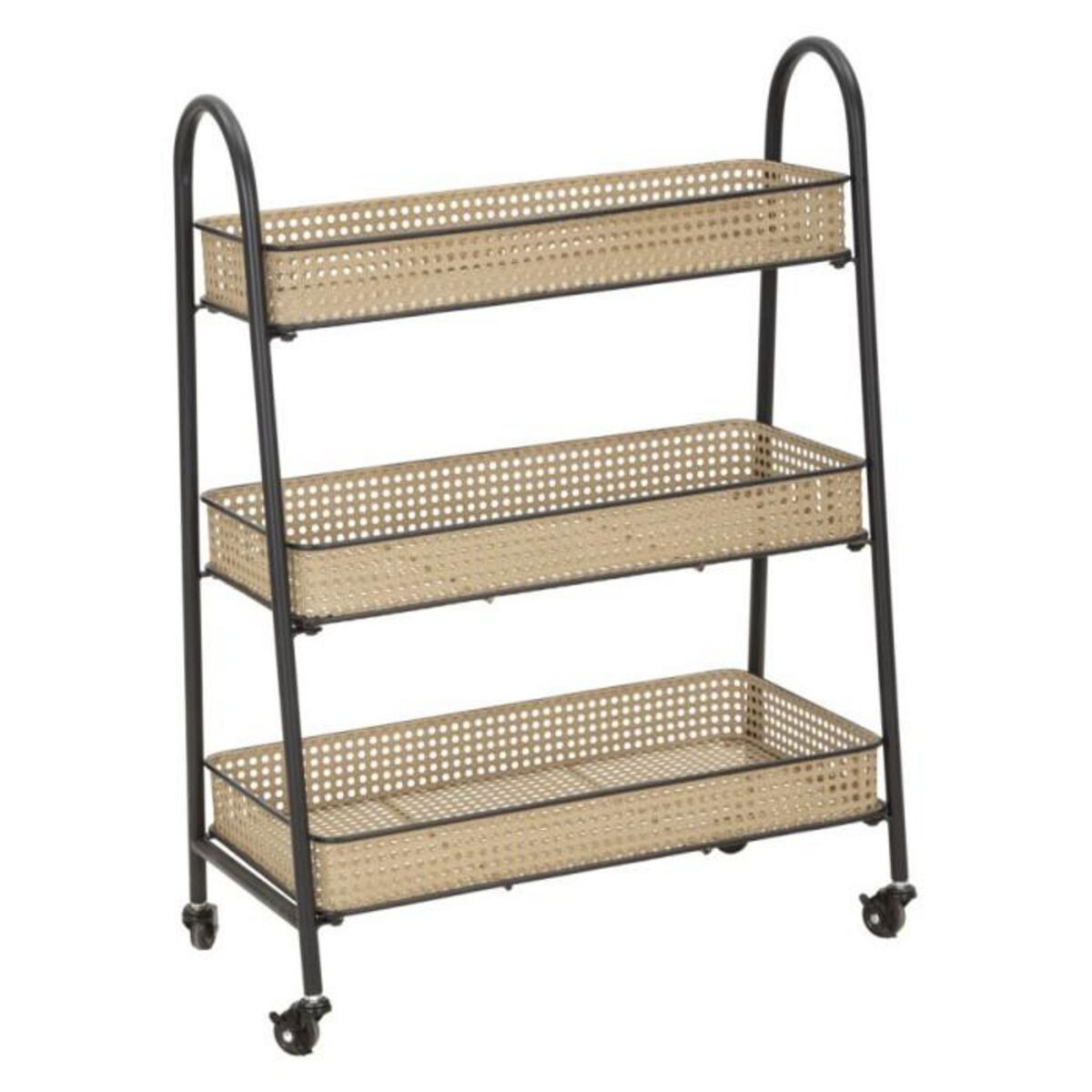 Paris Prix Desserte de Cuisine 3 Niveaux  Fuji  80cm Naturel & Noir