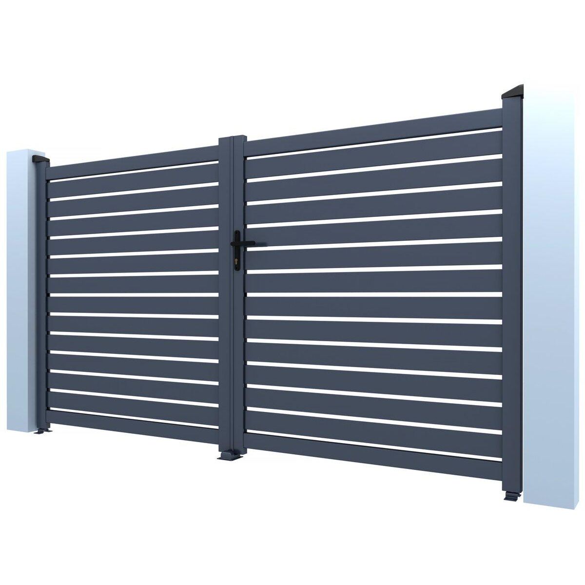 Habitat et Jardin Portail aluminium semi ajouré  Julien  - 300 x 140 cm - Gris